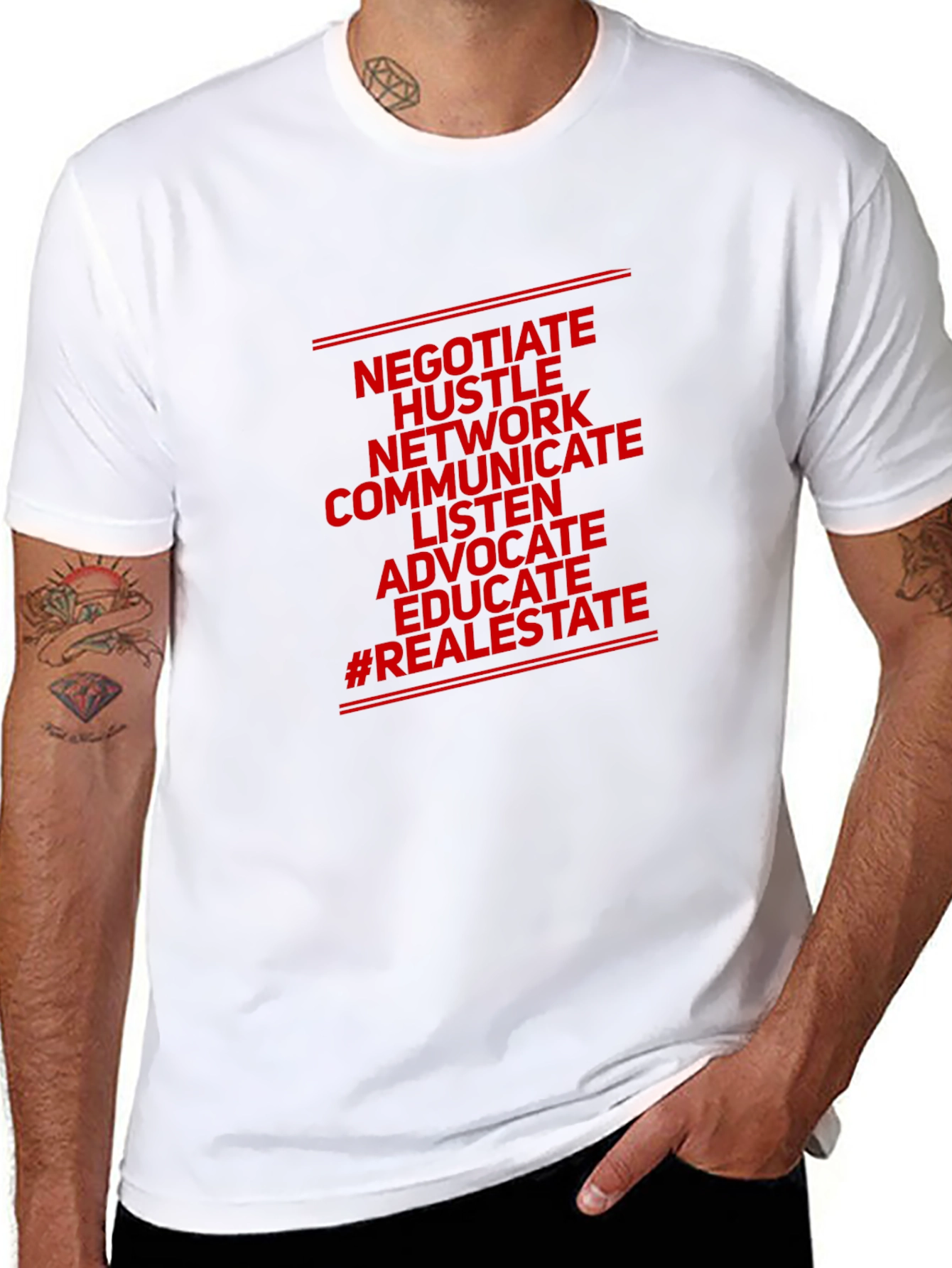Real Estate Hustle Tee - Negotiate Network Communicate
