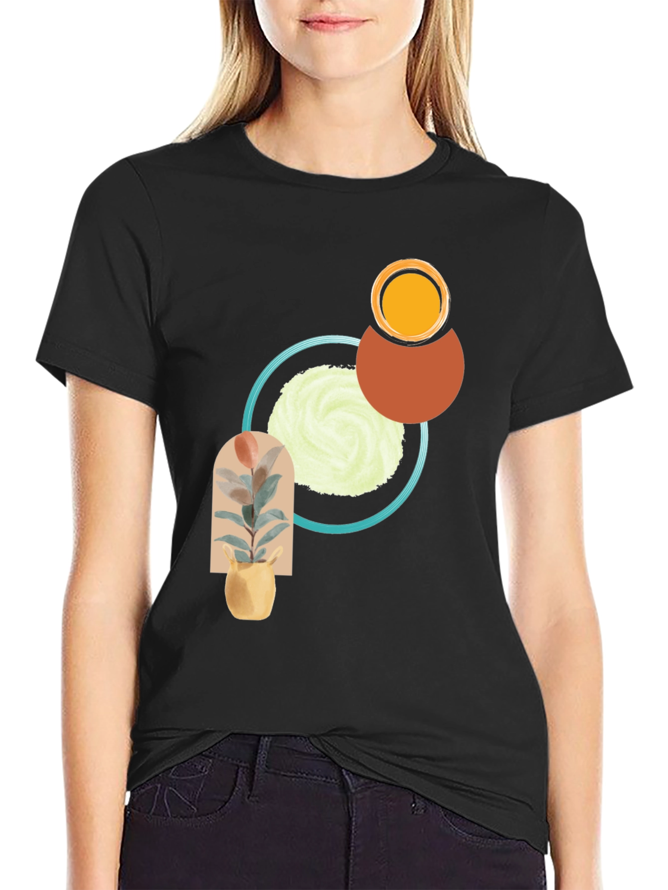 Abstract Geometric Graphic T-Shirt - Modern Style