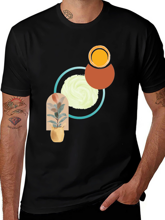Abstract Geometric Graphic T-Shirt - Modern Style