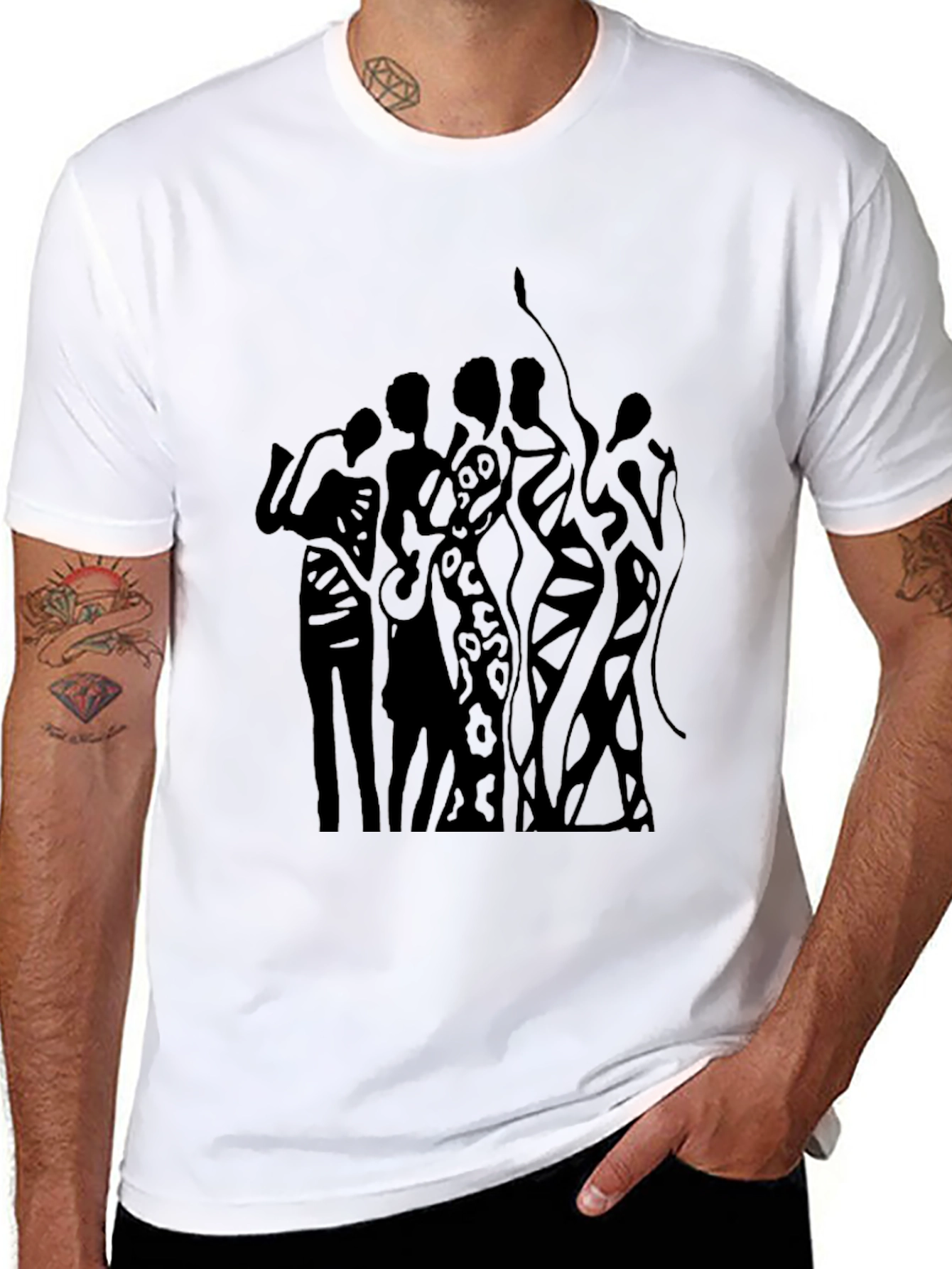 Abstract Figure Graphic Black T-Shirt