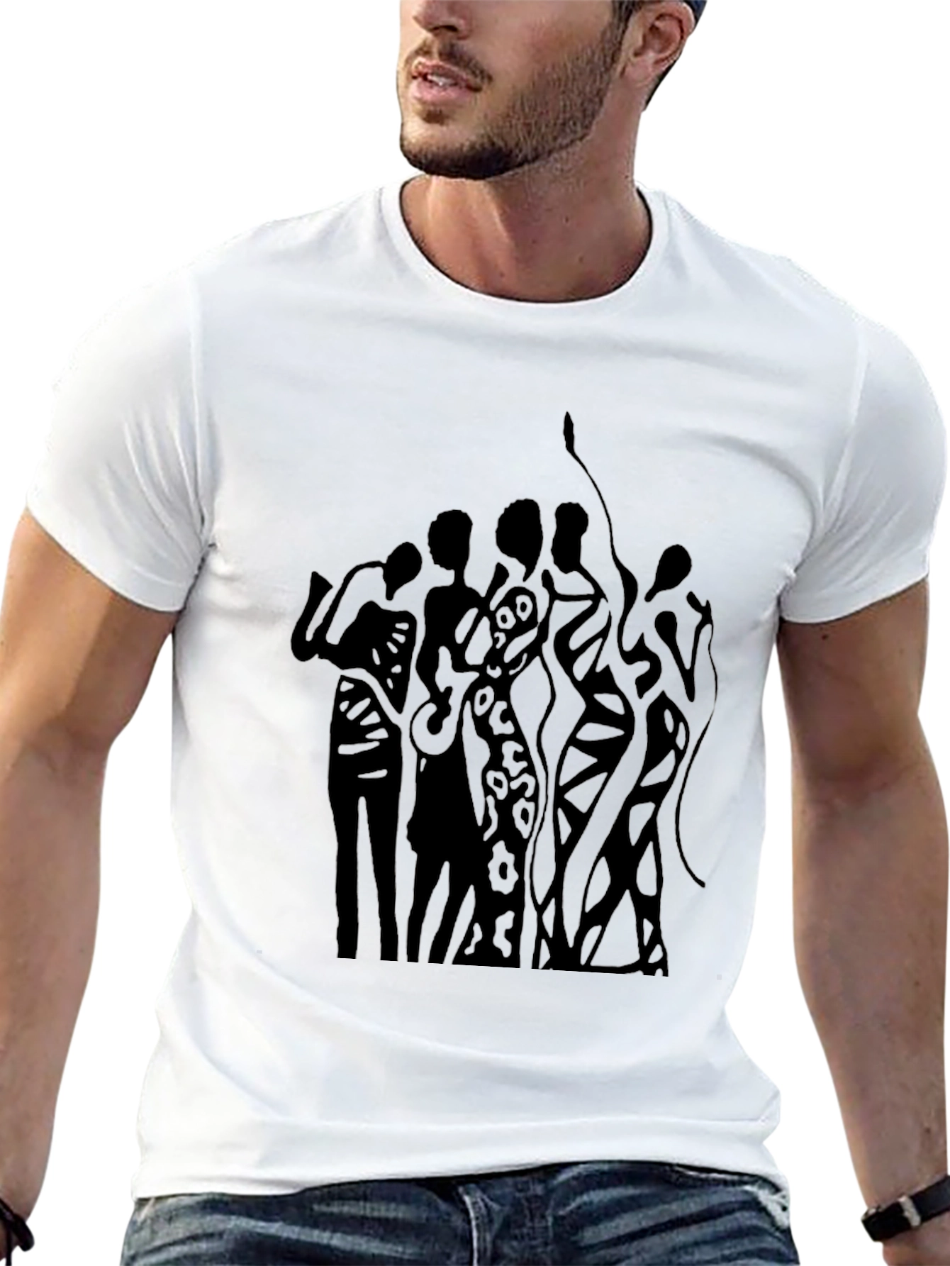 Abstract Figure Graphic Black T-Shirt