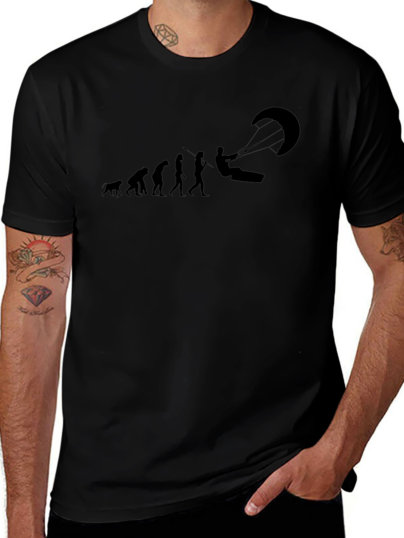 Evolution of Kitesurfing Black T-Shirt