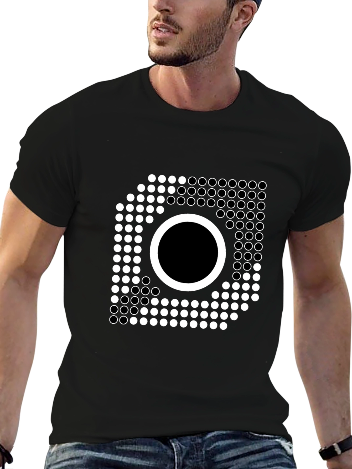 Abstract Dotted Circle T-Shirt - Modern Graphic Tee
