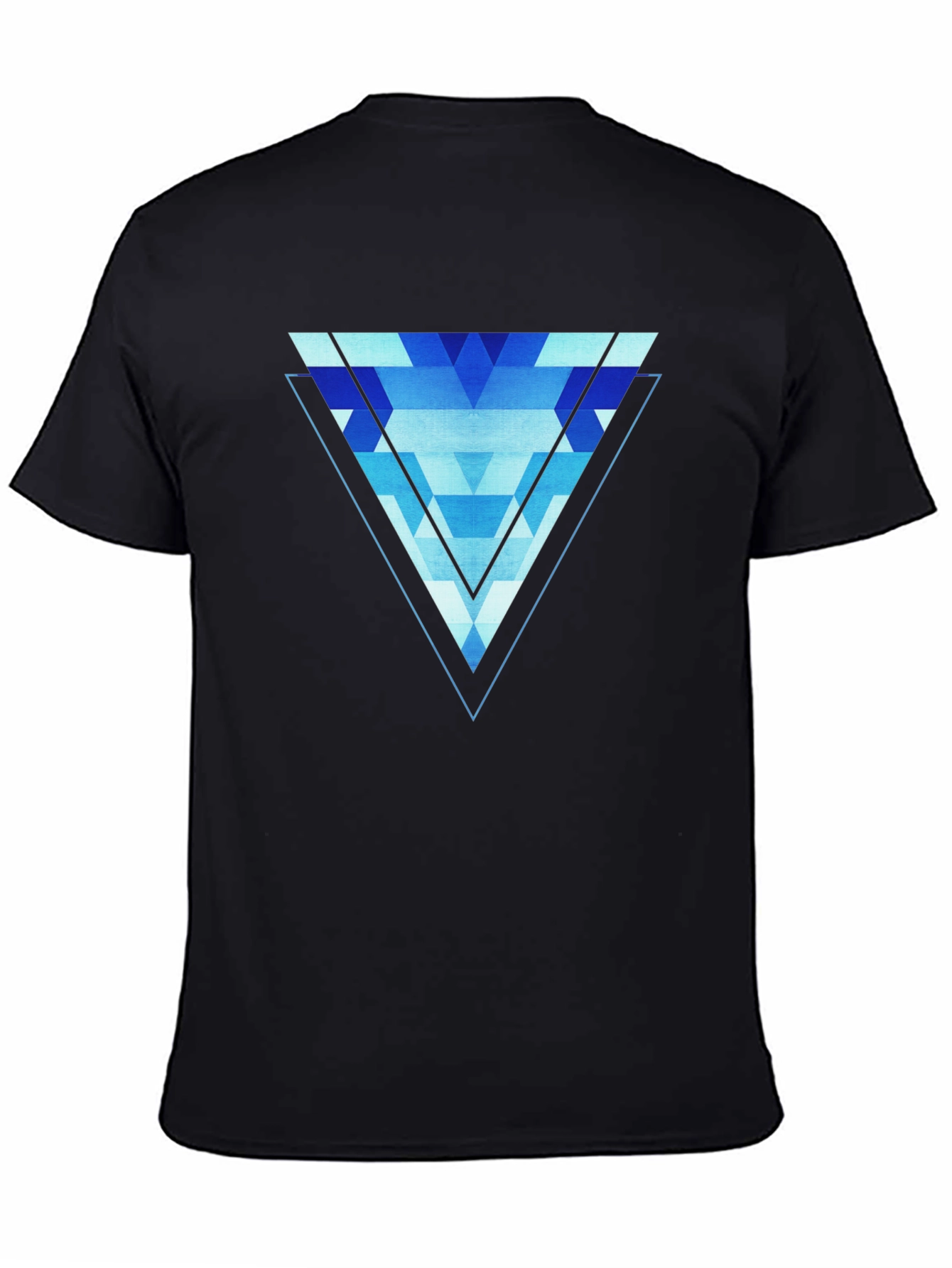 Geometric Blue Triangle Graphic Tee