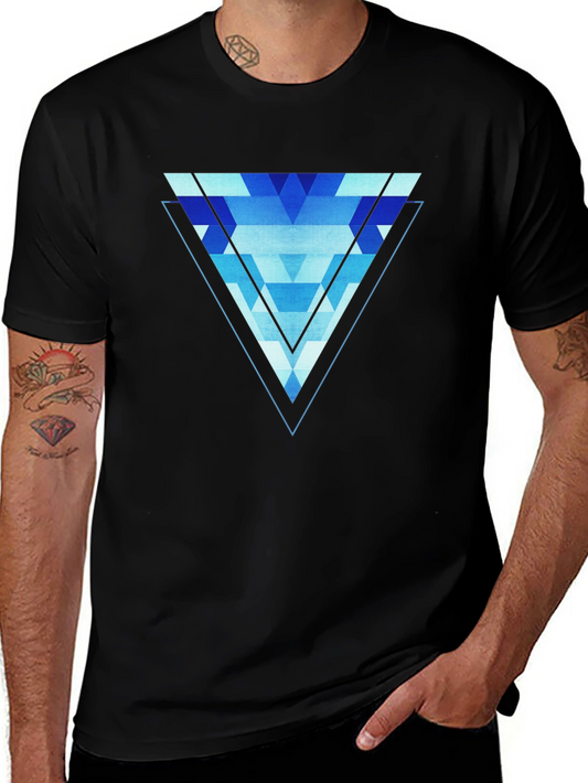 Geometric Blue Triangle Graphic Tee