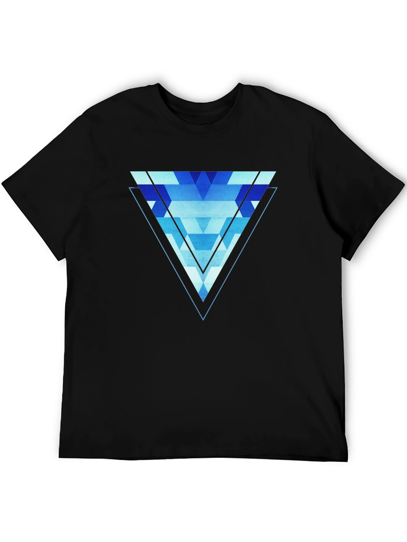 Geometric Blue Triangle Graphic Tee