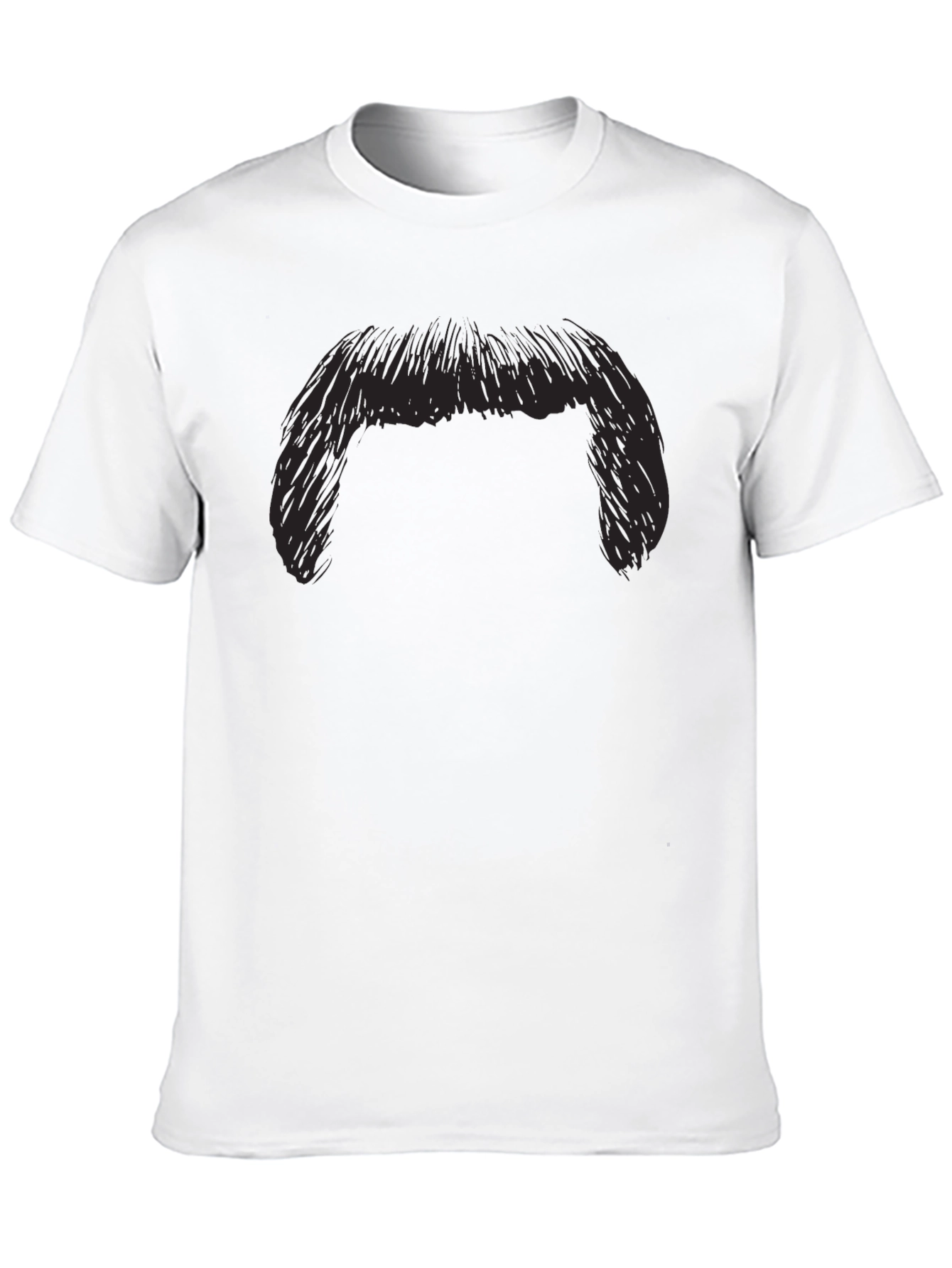 Funny Moustache Graphic Black T-Shirt