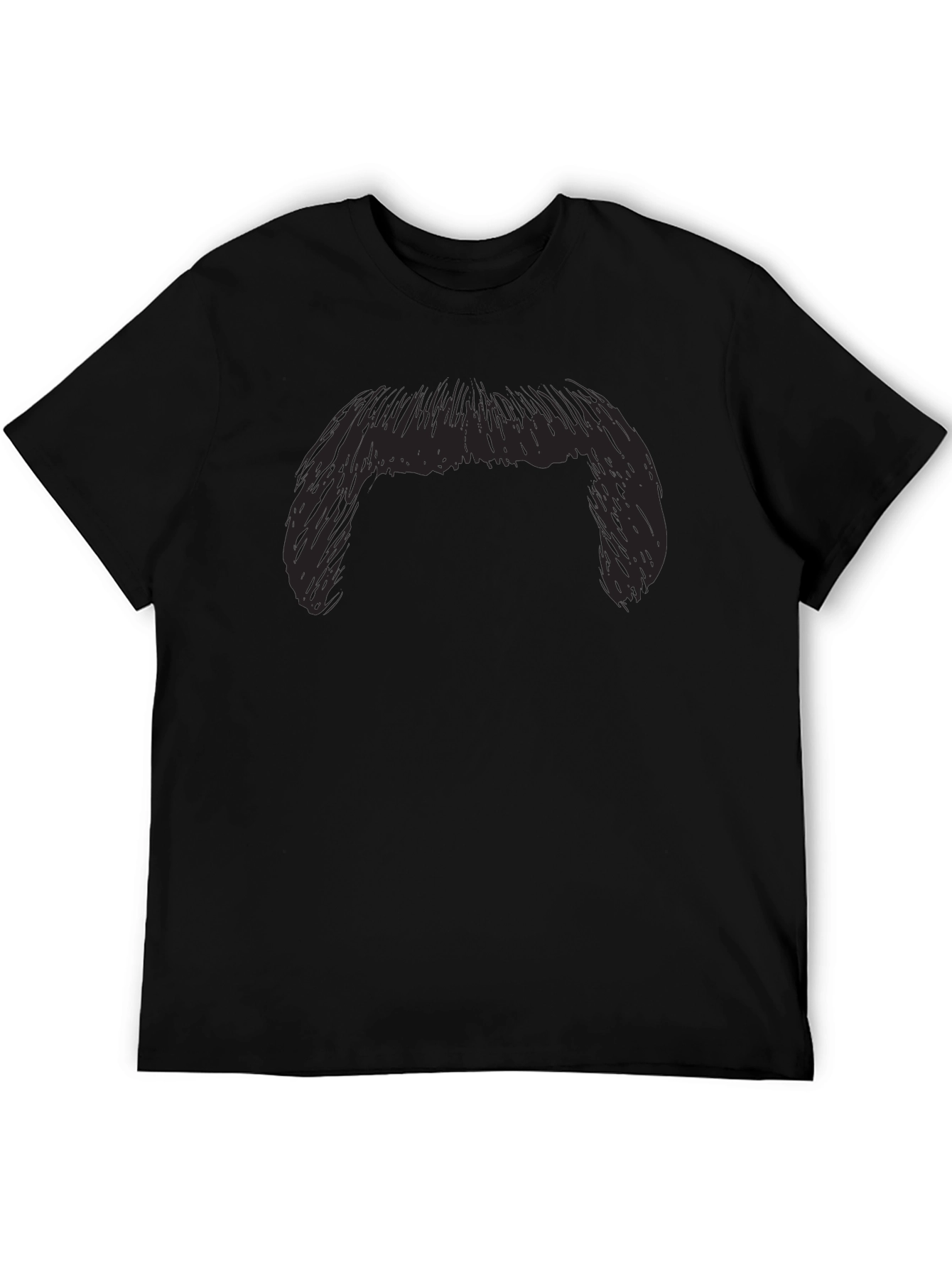 Funny Moustache Graphic Black T-Shirt