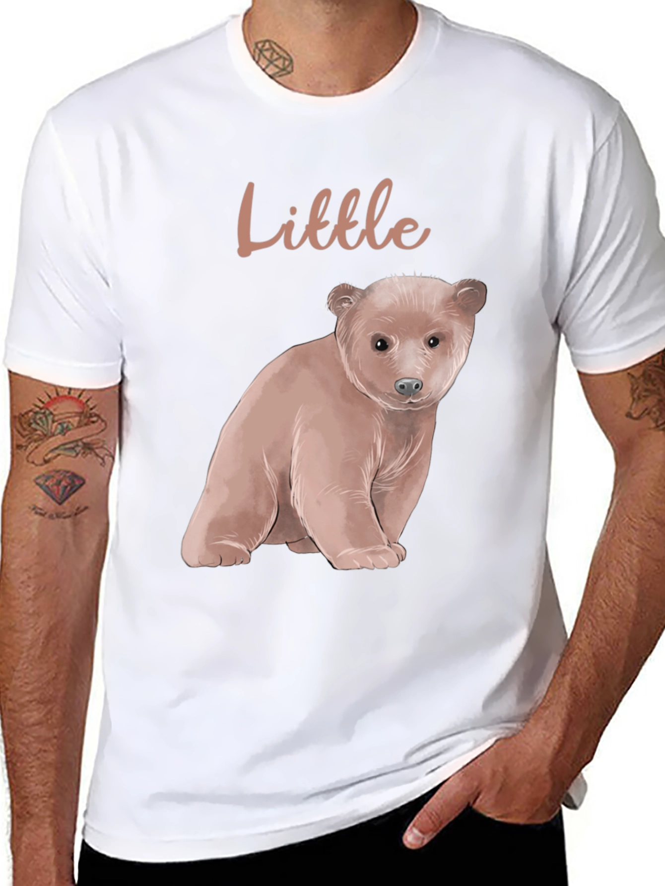 Little Bear Graphic Tee - Black Cotton Blend Shirt