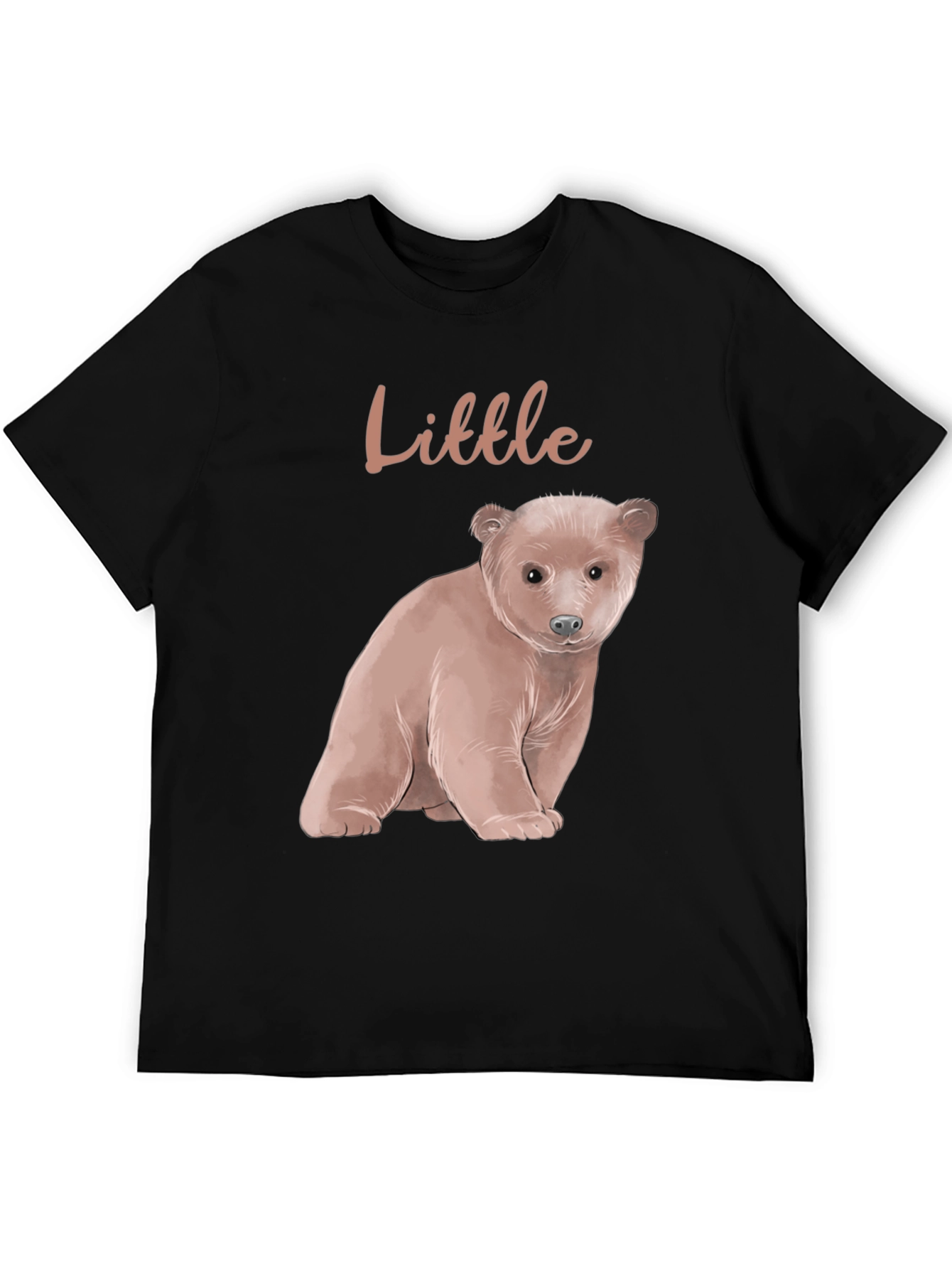 Little Bear Graphic Tee - Black Cotton Blend Shirt