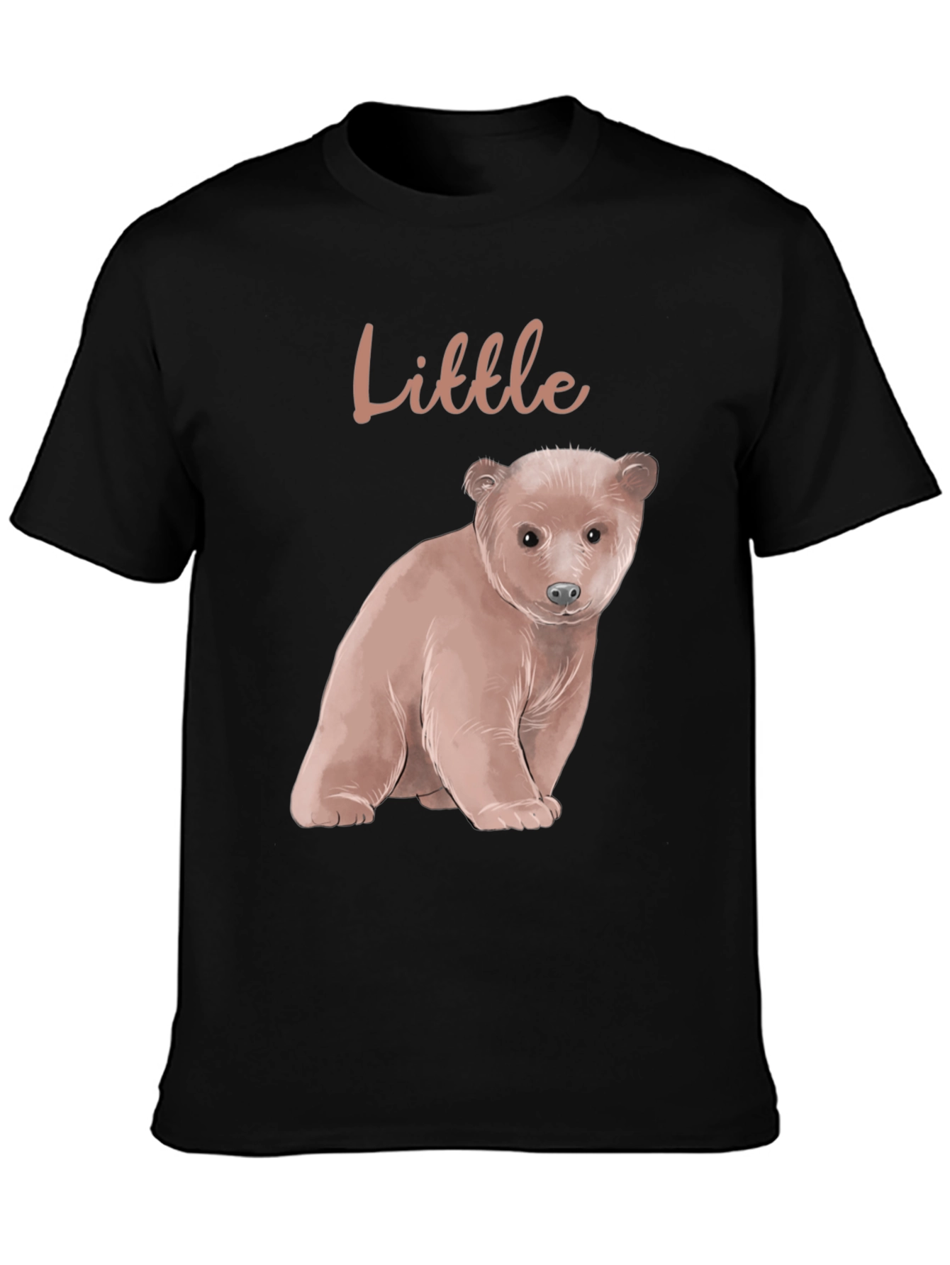 Little Bear Graphic Tee - Black Cotton Blend Shirt