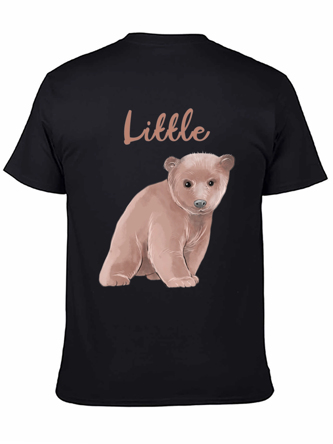 Little Bear Graphic Tee - Black Cotton Blend Shirt