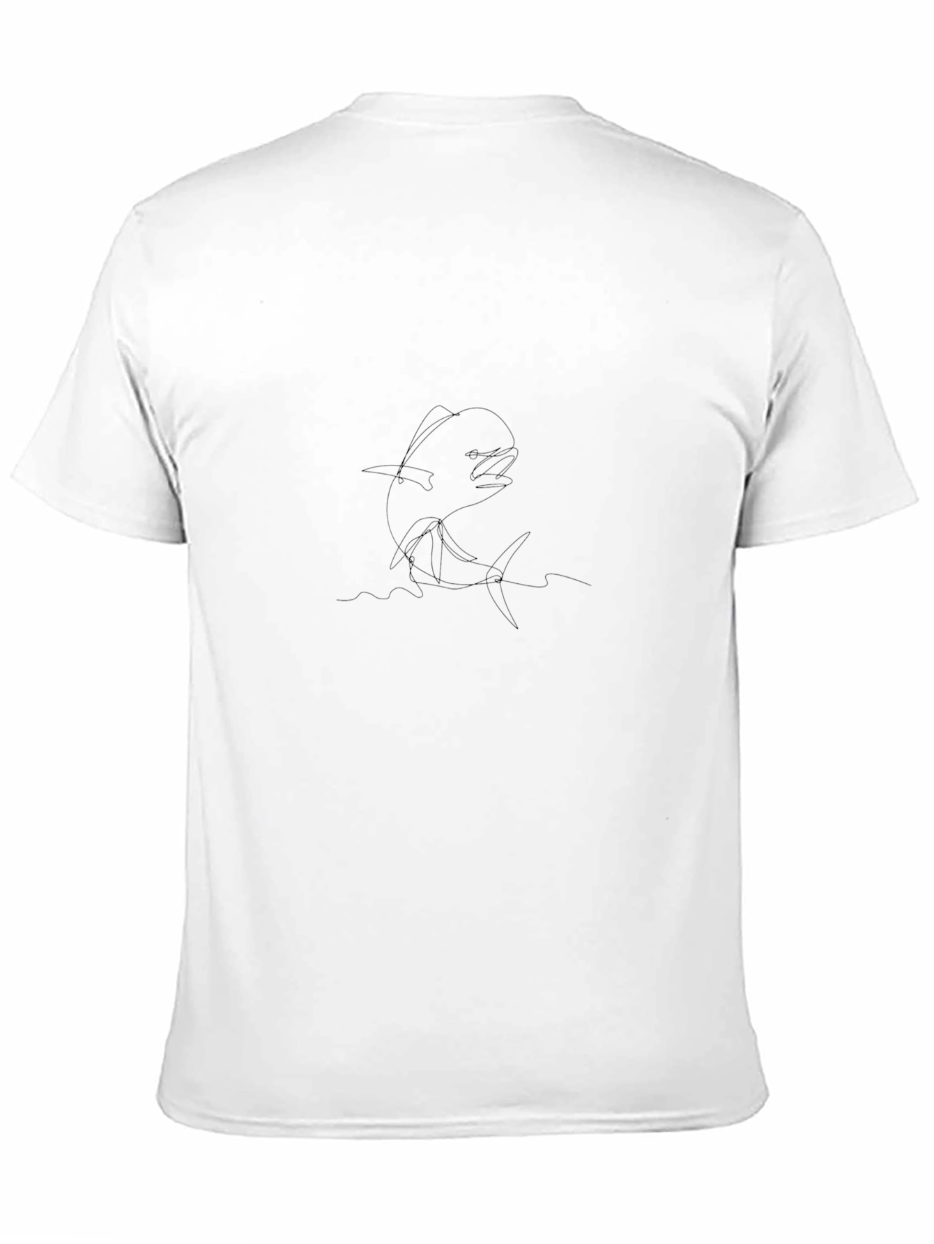 Mens Black T-Shirt - Minimalist Fish Design