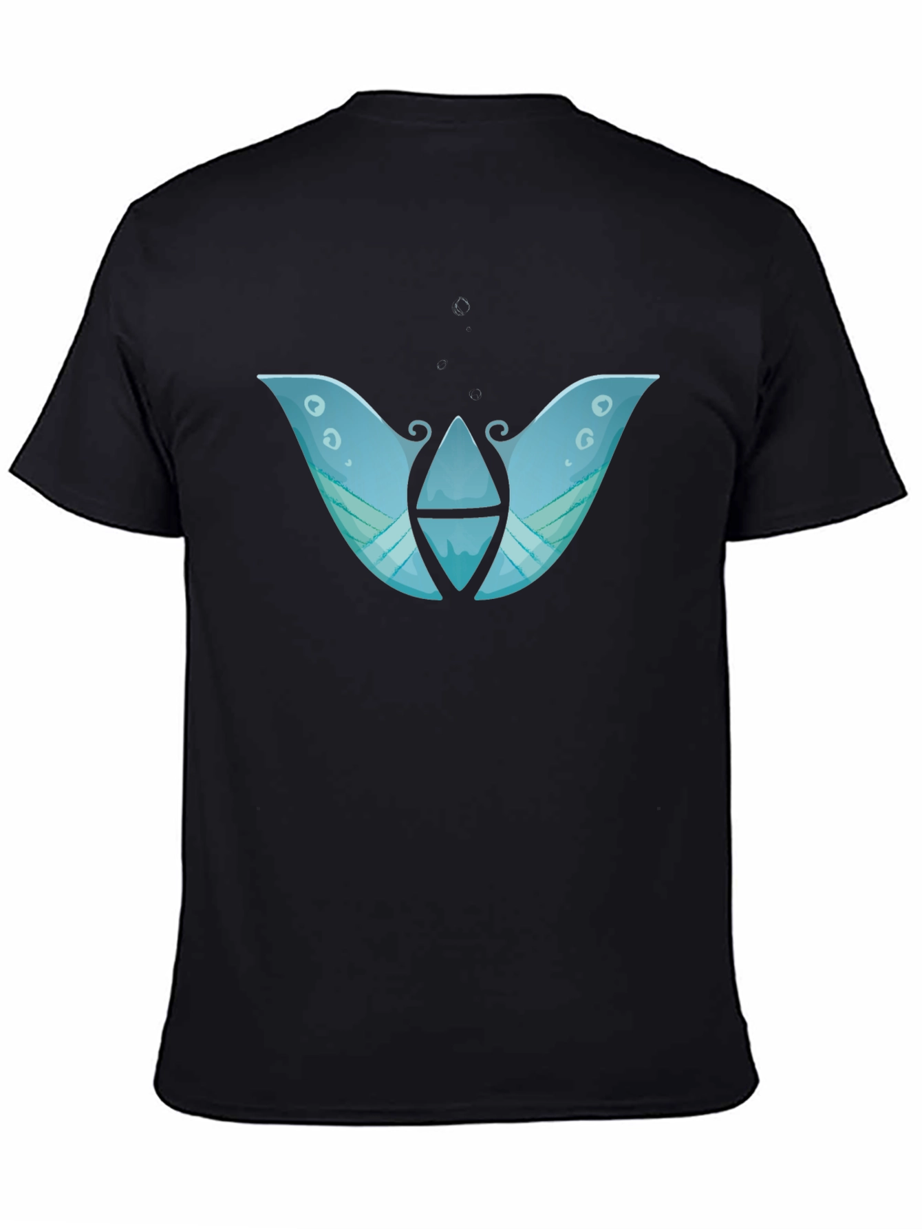 Abstract Blue Graphic Print Black T-Shirt