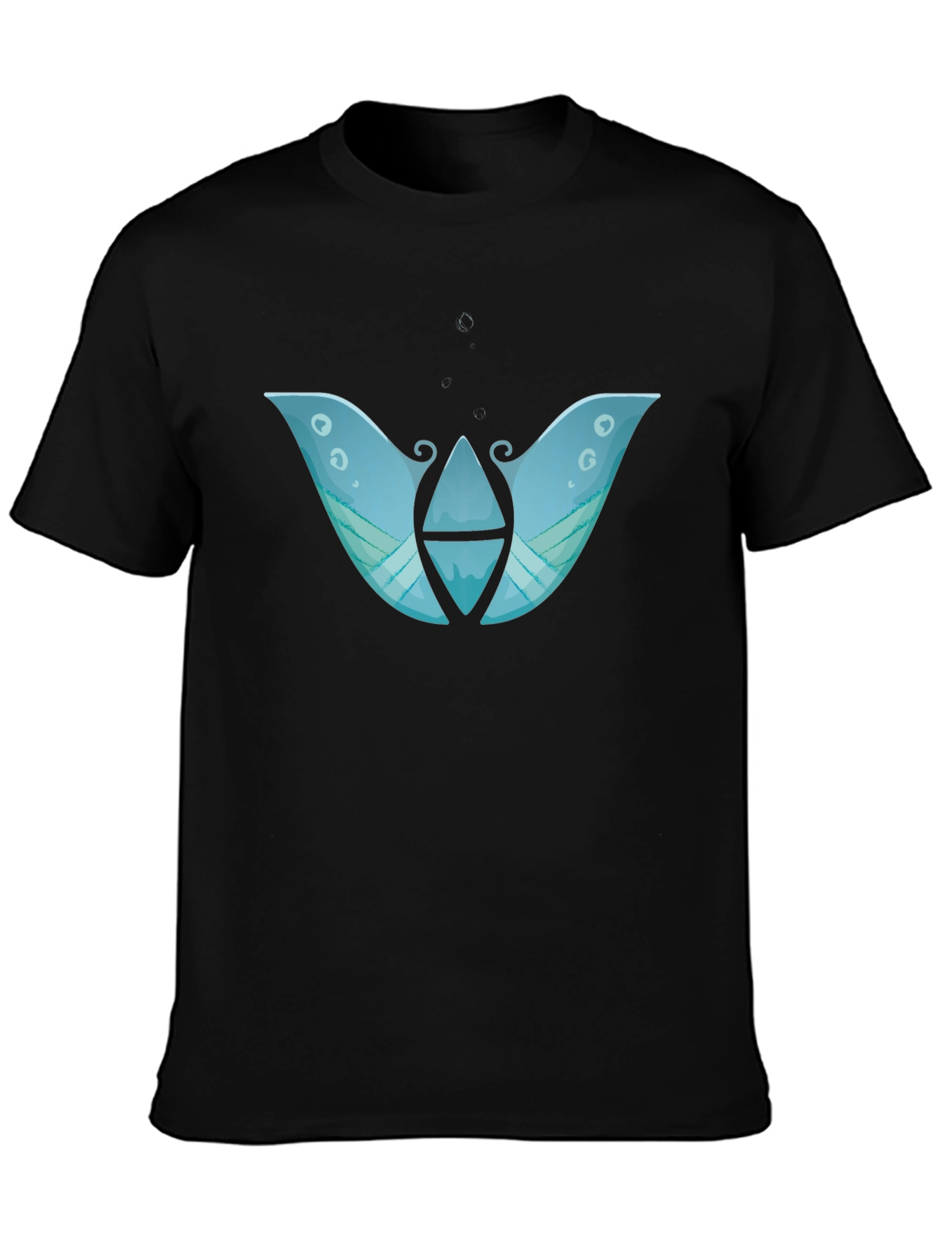 Abstract Blue Graphic Print Black T-Shirt