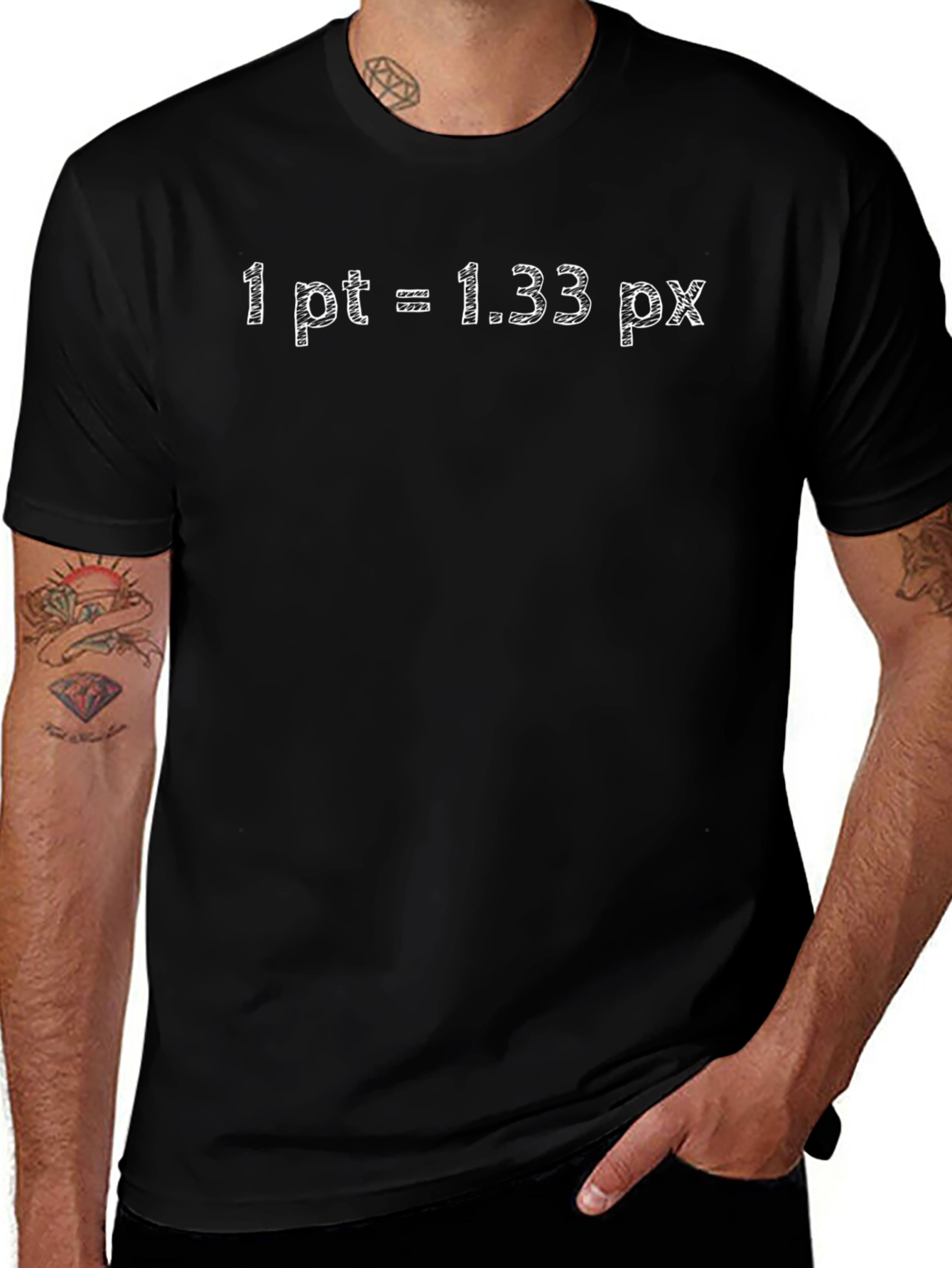 1 pt = 1.33 px Black Graphic Tee