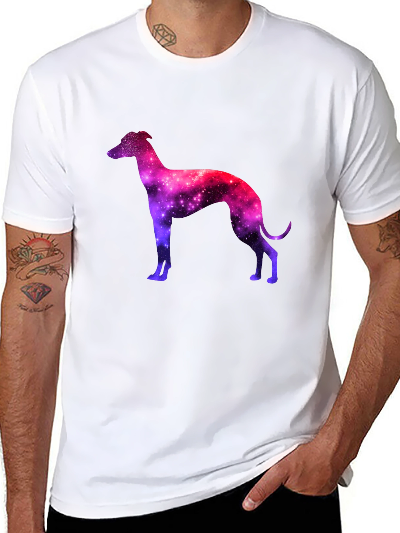 Galaxy Greyhound Graphic Tee - Stylish Mens Black T-Shirt