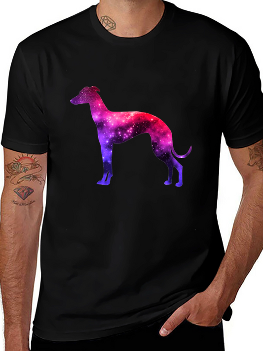 Galaxy Greyhound Graphic Tee - Stylish Mens Black T-Shirt