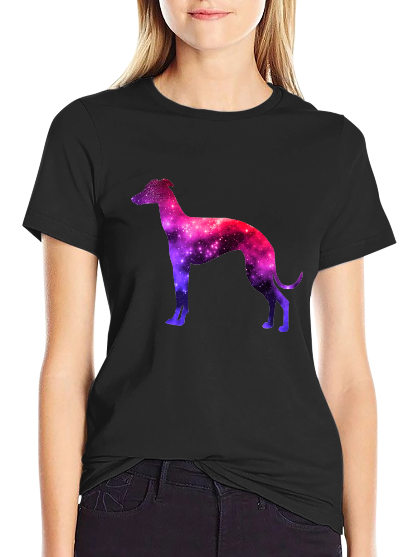 Galaxy Greyhound Graphic Tee - Stylish Mens Black T-Shirt
