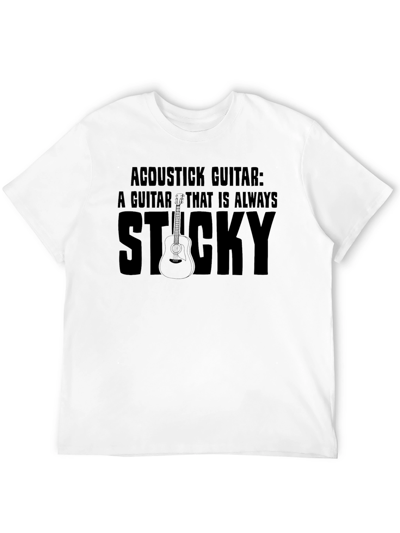 Acoustic Guitar Sticky T-Shirt - Music Lover Tee