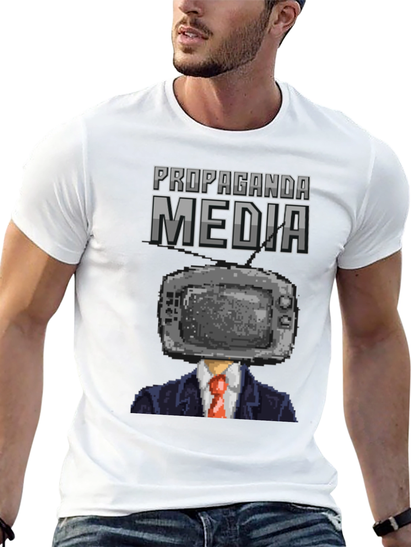 Propaganda Media Pixel Art Graphic T-Shirt