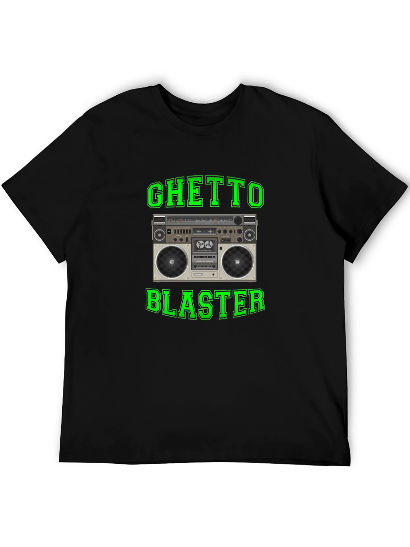 Ghetto Blaster Retro Boombox Graphic Tee - Black