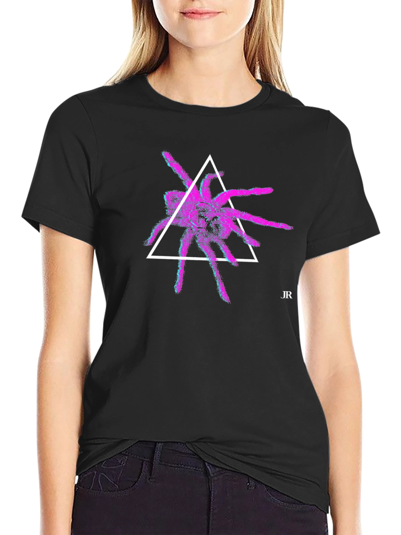 Geometric Spider Graphic Tee - Modern Black T-Shirt