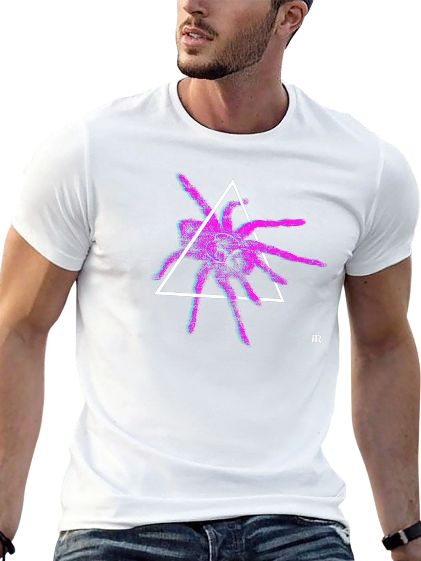Geometric Spider Graphic Tee - Modern Black T-Shirt