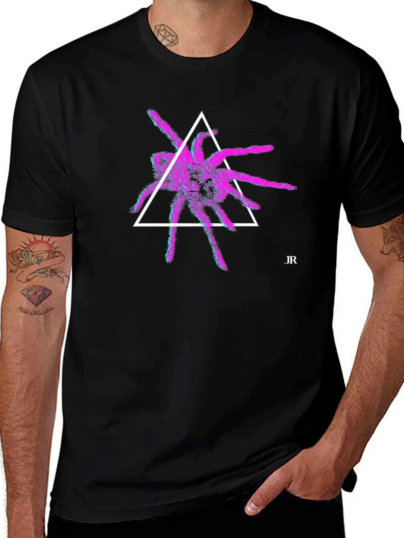Geometric Spider Graphic Tee - Modern Black T-Shirt