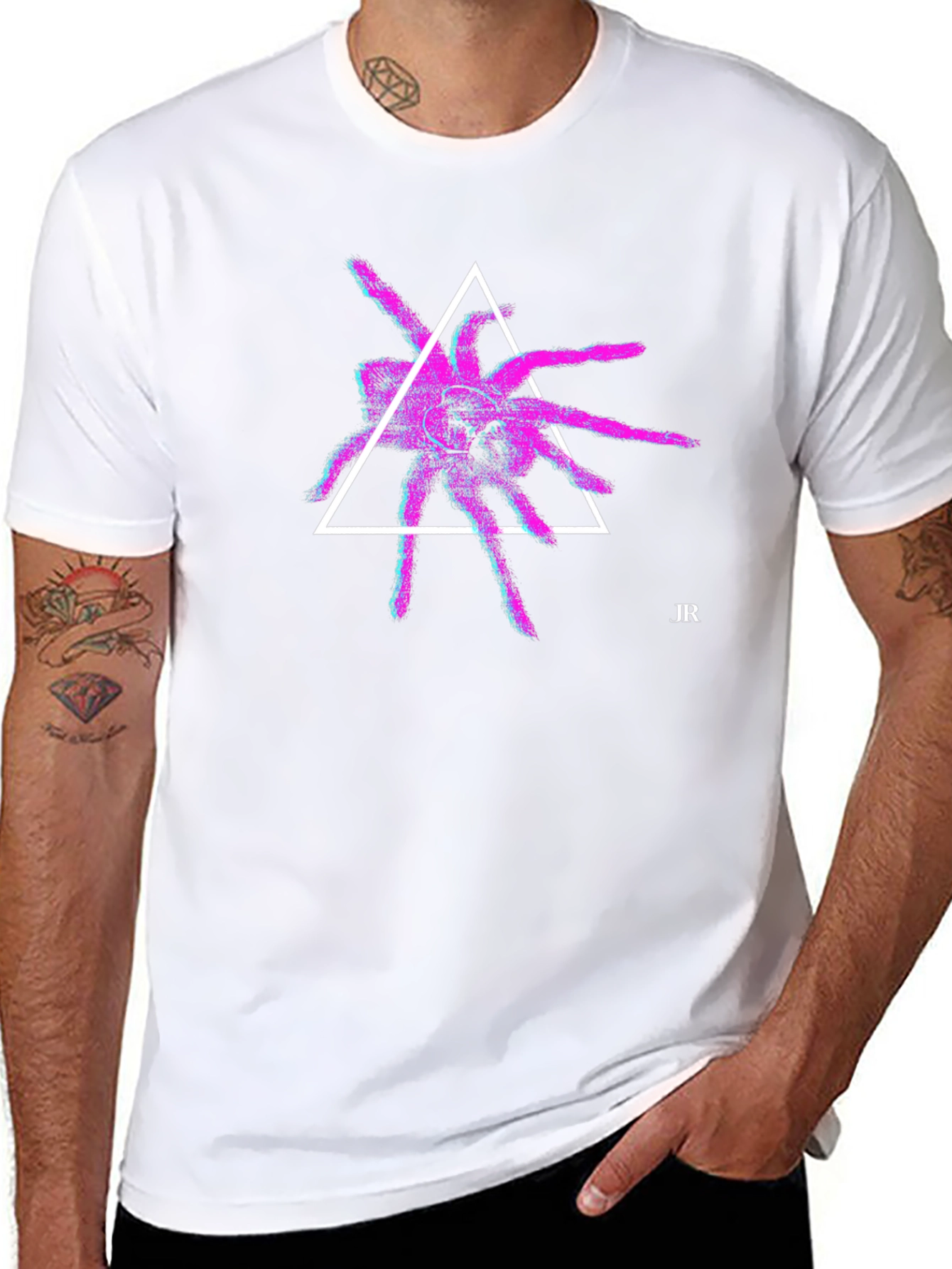 Geometric Spider Graphic Tee - Modern Black T-Shirt