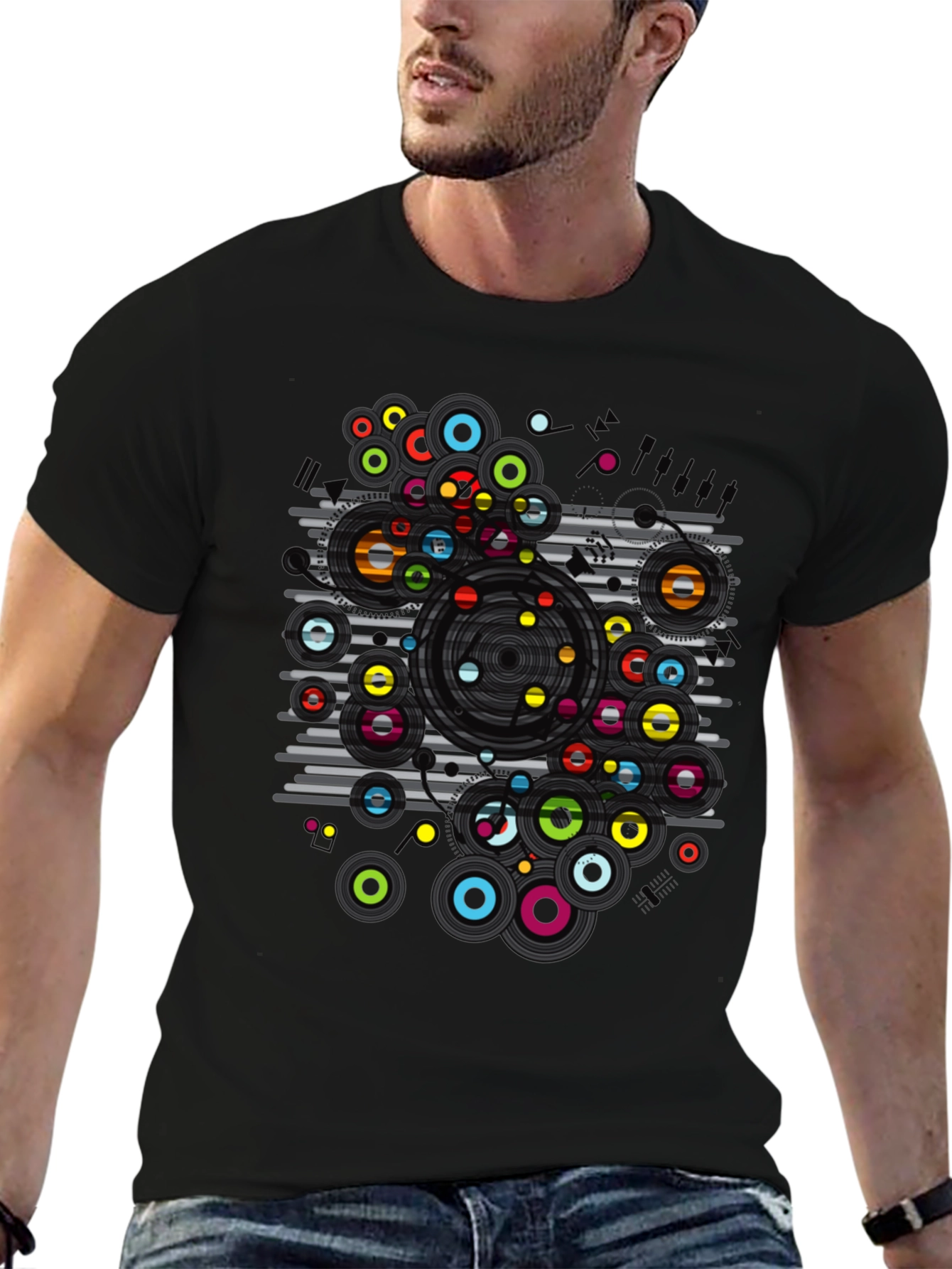 Abstract Circles Graphic T-Shirt - Modern Art Tee