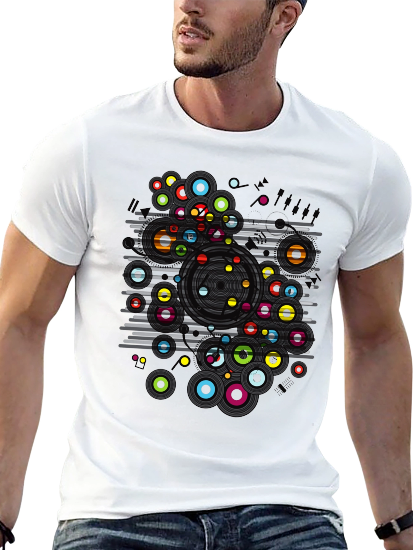 Abstract Circles Graphic T-Shirt - Modern Art Tee