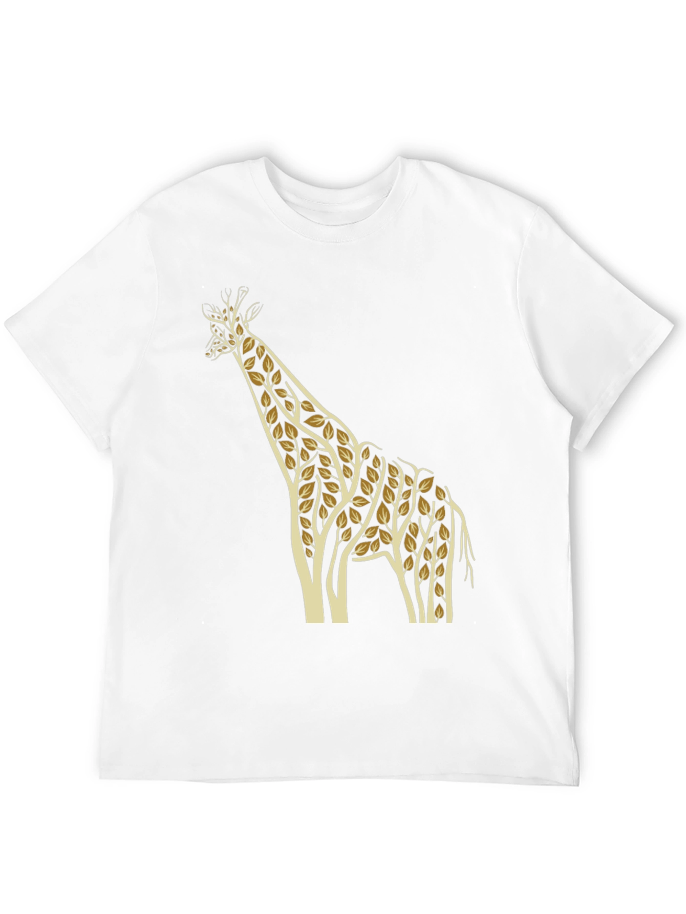 Giraffe Leaf Print Black T-Shirt