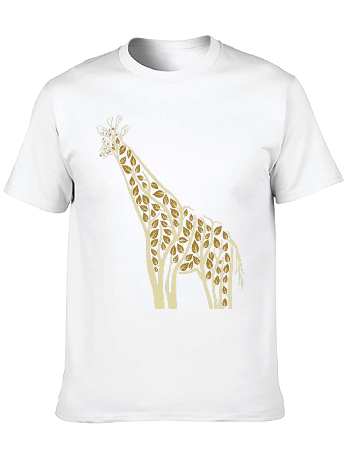 Giraffe Leaf Print Black T-Shirt