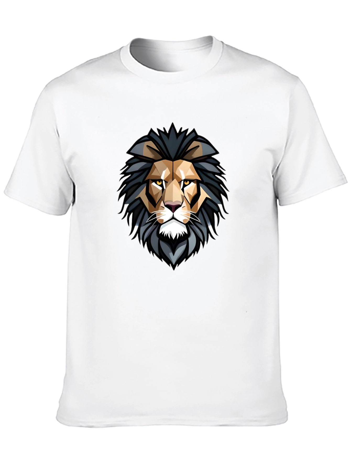 Geometric Lion Head Graphic Black T-Shirt