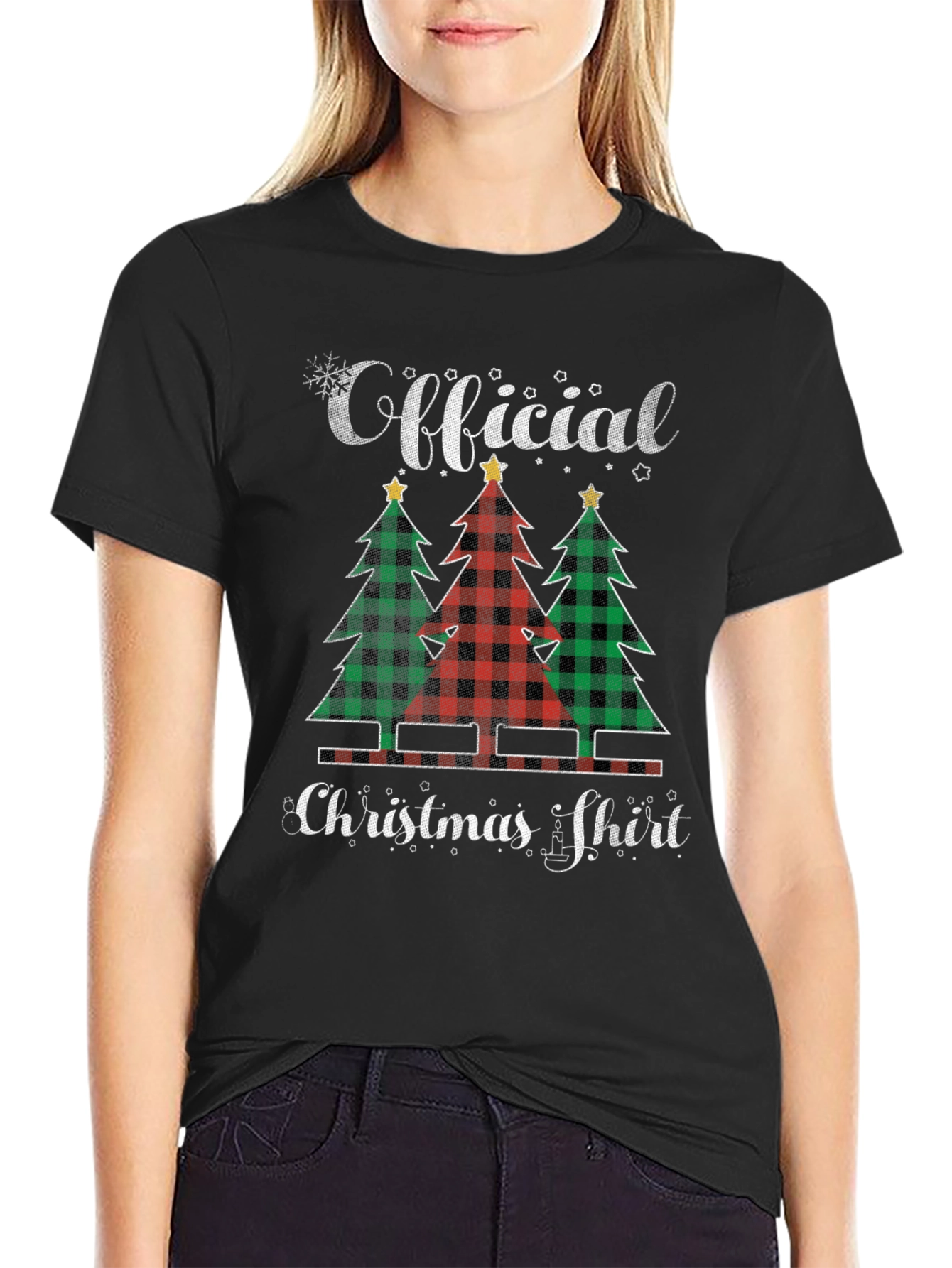 Official Christmas Shirt Plaid Tree Tee