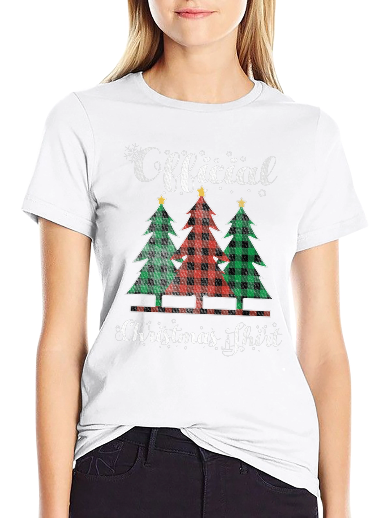 Official Christmas Shirt Plaid Tree Tee