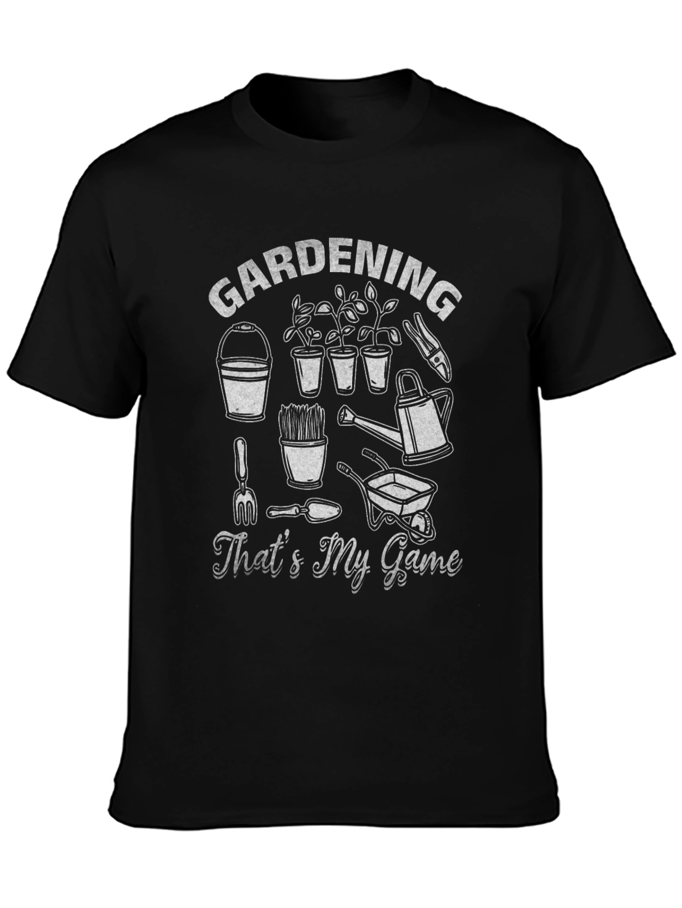Gardening Is My Game Black Graphic T-Shirt
