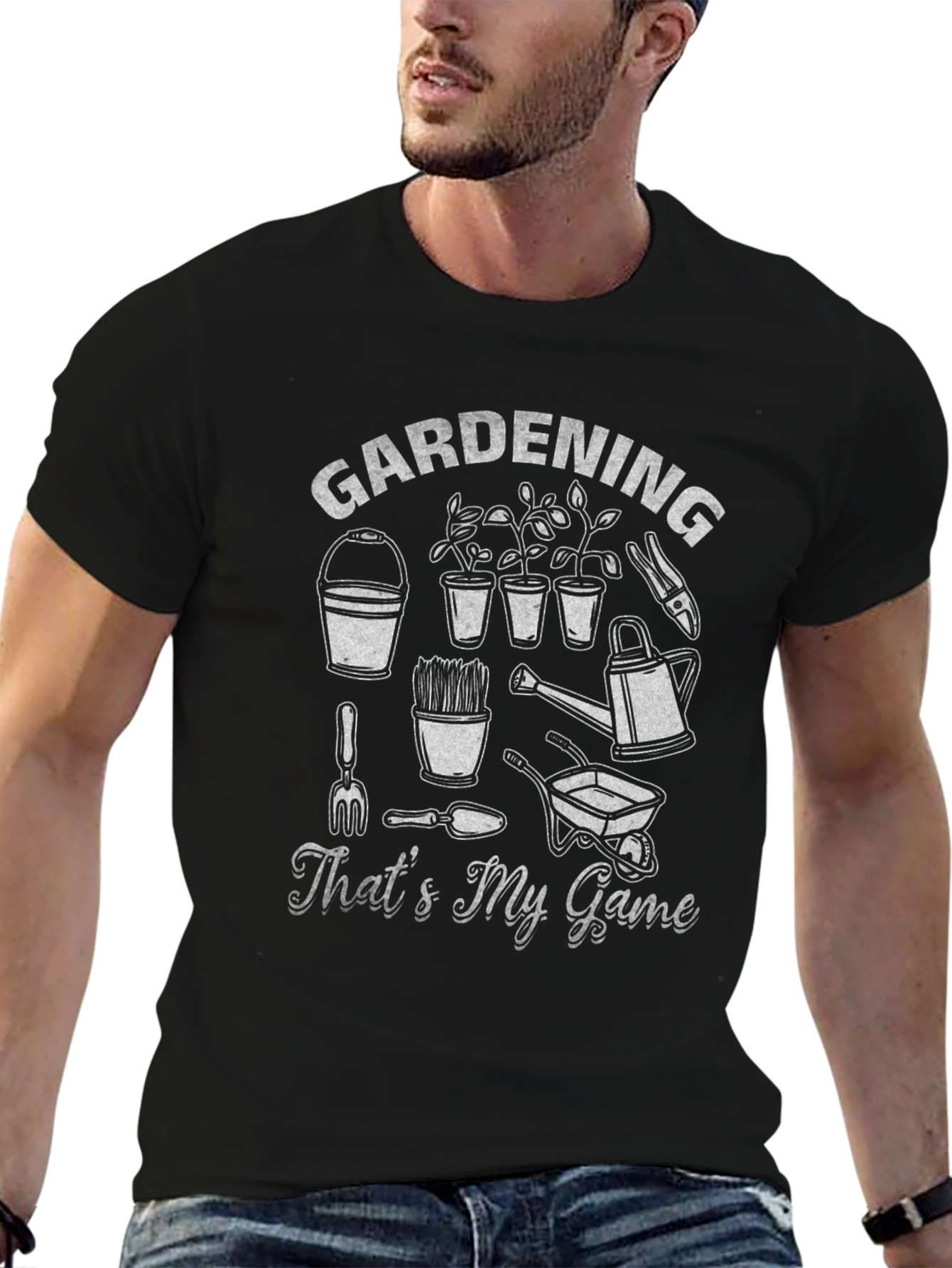 Gardening Is My Game Black Graphic T-Shirt