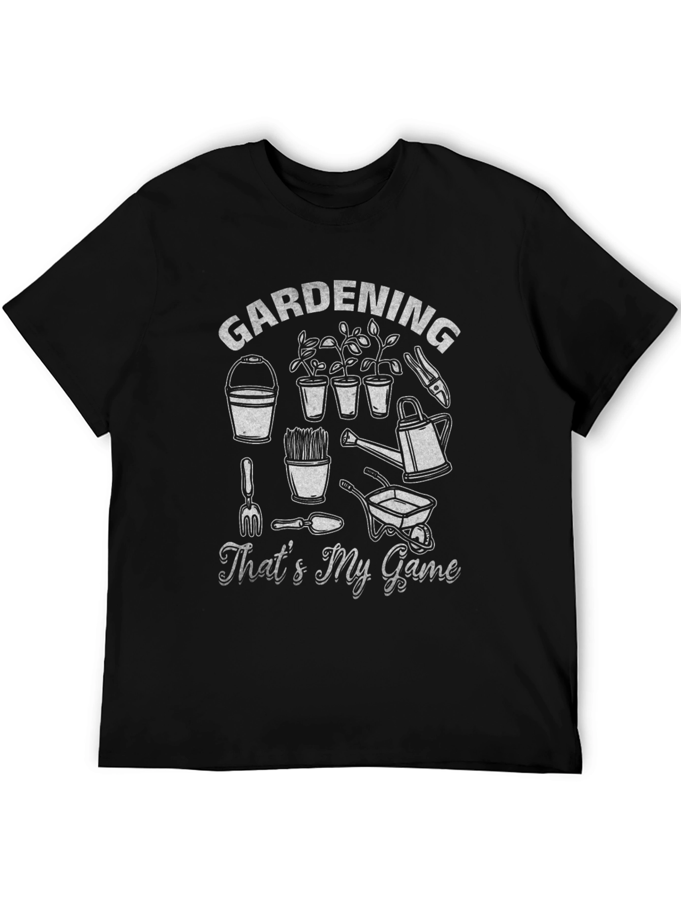 Gardening Is My Game Black Graphic T-Shirt
