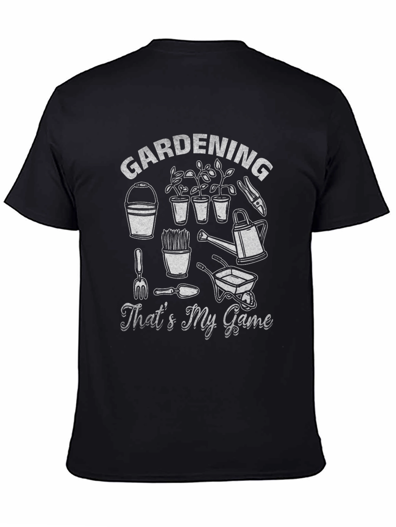 Gardening Is My Game Black Graphic T-Shirt