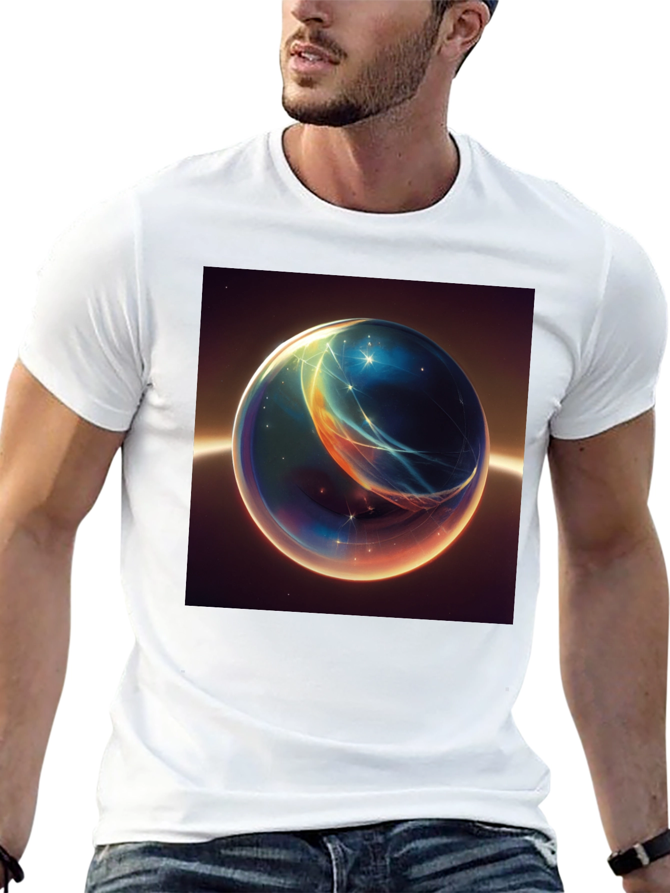 Abstract Space Orb Graphic T-Shirt