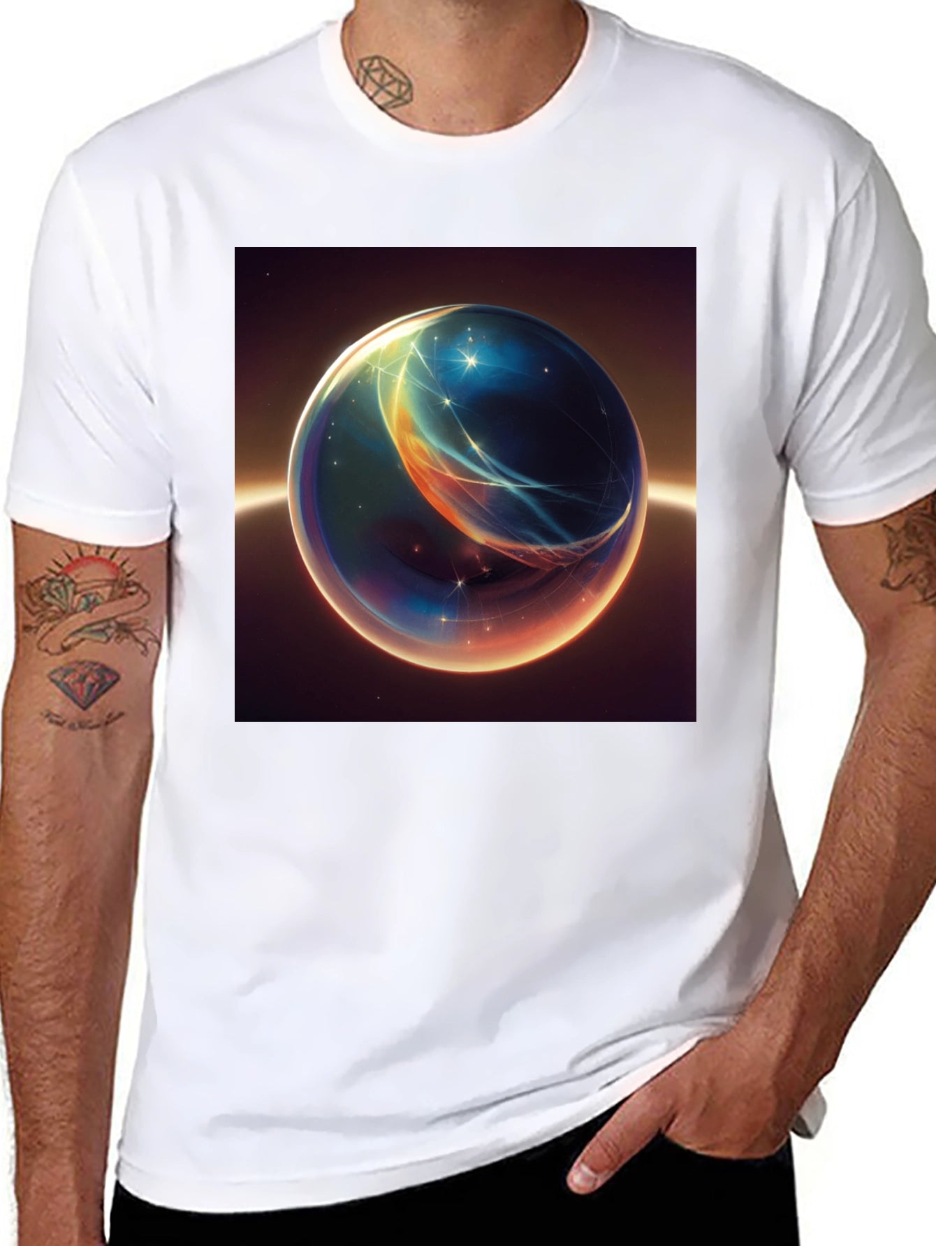 Abstract Space Orb Graphic T-Shirt