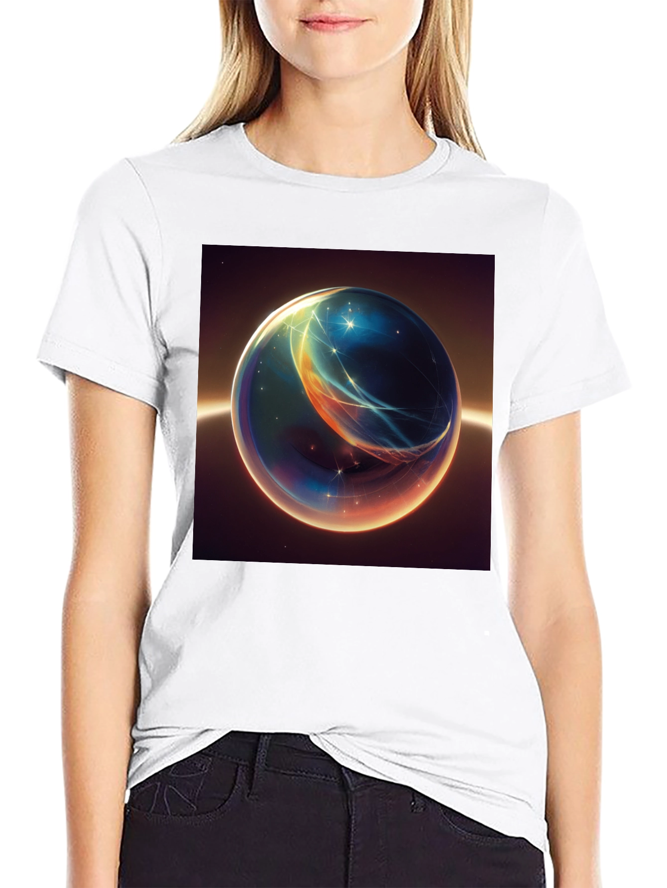 Abstract Space Orb Graphic T-Shirt