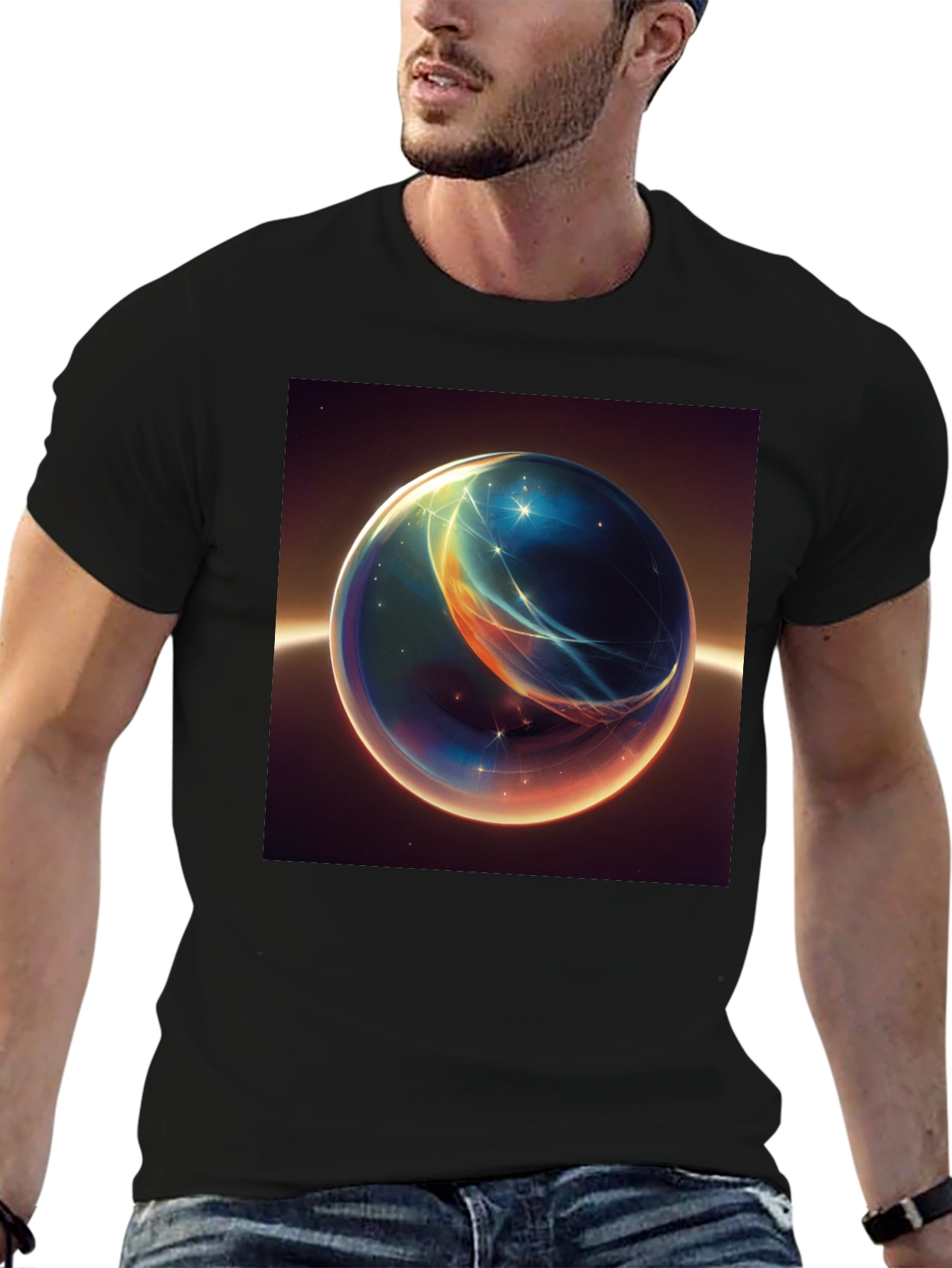 Abstract Space Orb Graphic T-Shirt