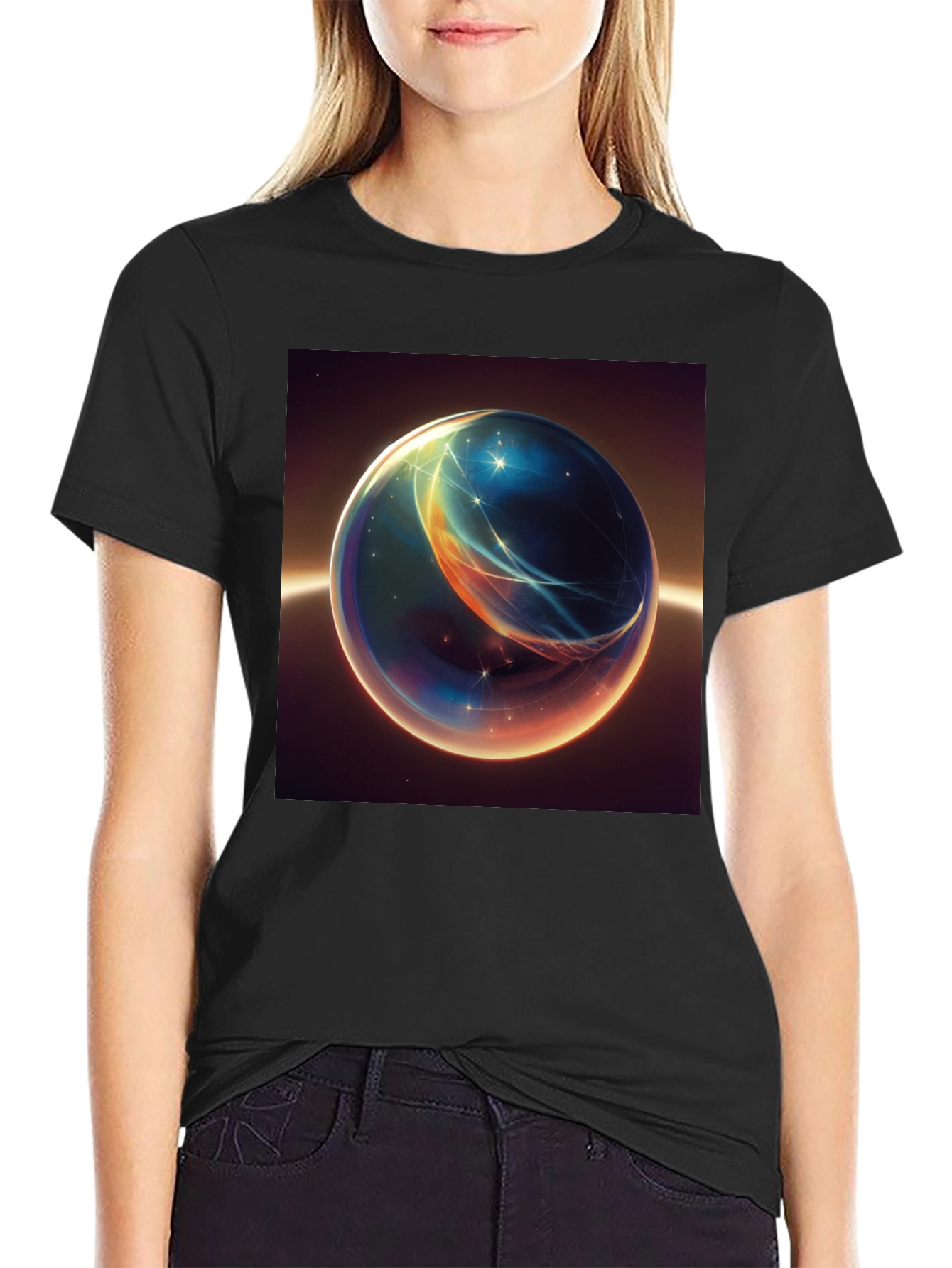 Abstract Space Orb Graphic T-Shirt