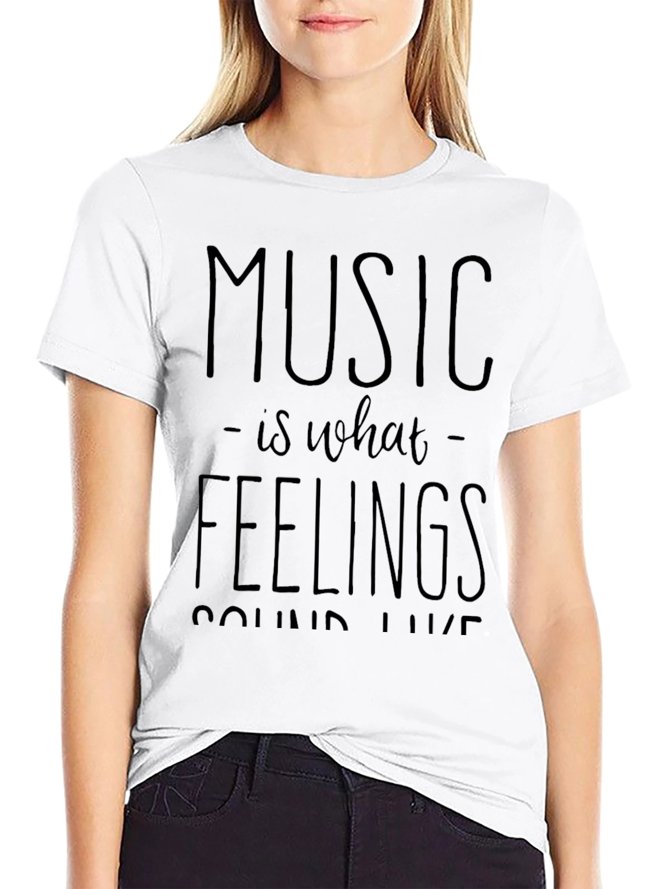Music is What Feelings Sound Like Black T-Shirt