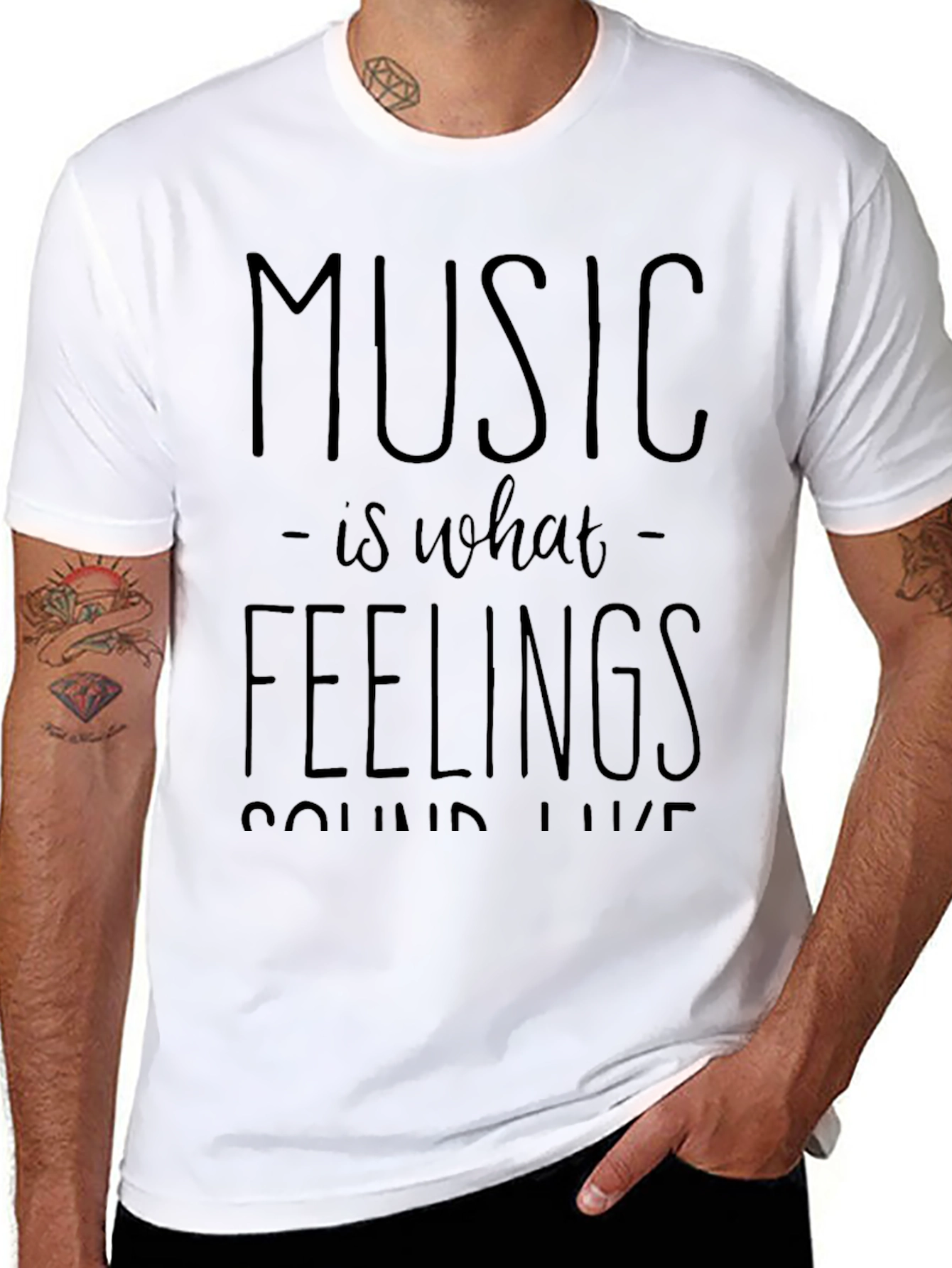 Music is What Feelings Sound Like Black T-Shirt