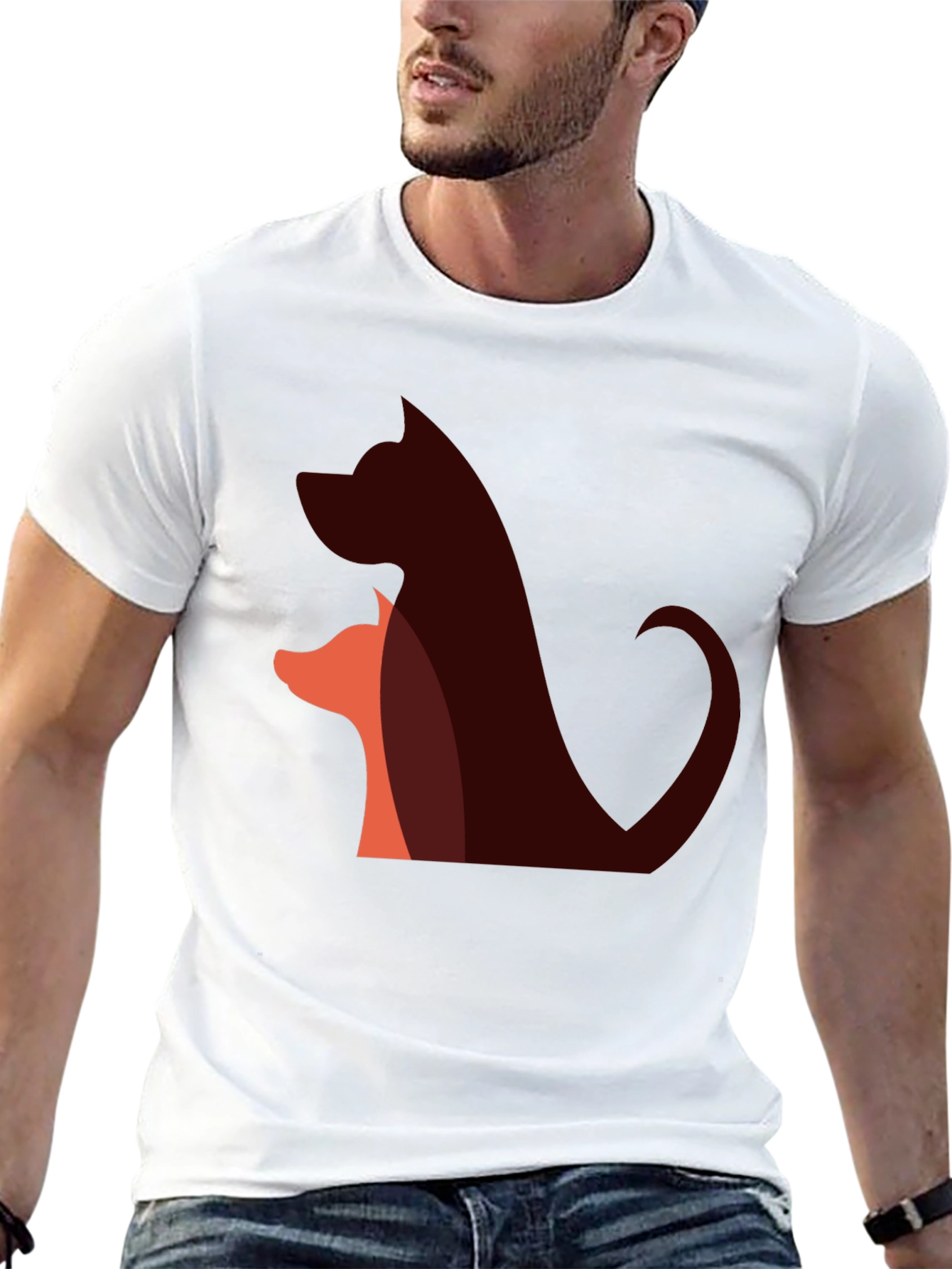 Abstract Dog & Fox T-Shirt - Black