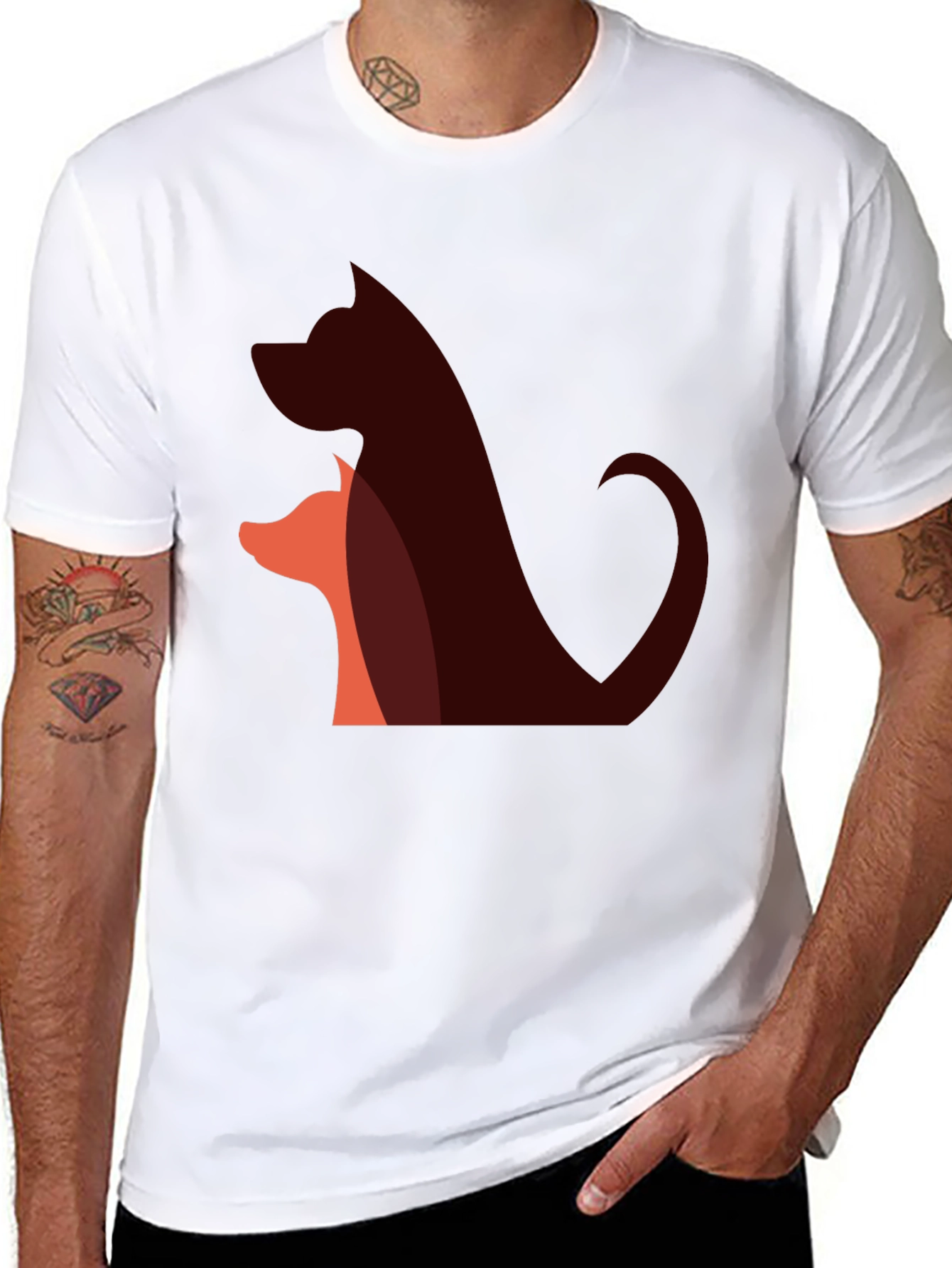 Abstract Dog & Fox T-Shirt - Black
